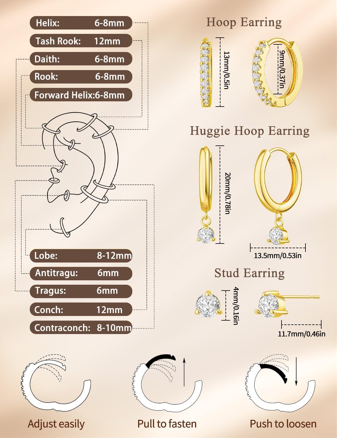 Detalle 1 de Freekiss Hoop Earrings, 14K Gold-Plated Brass
