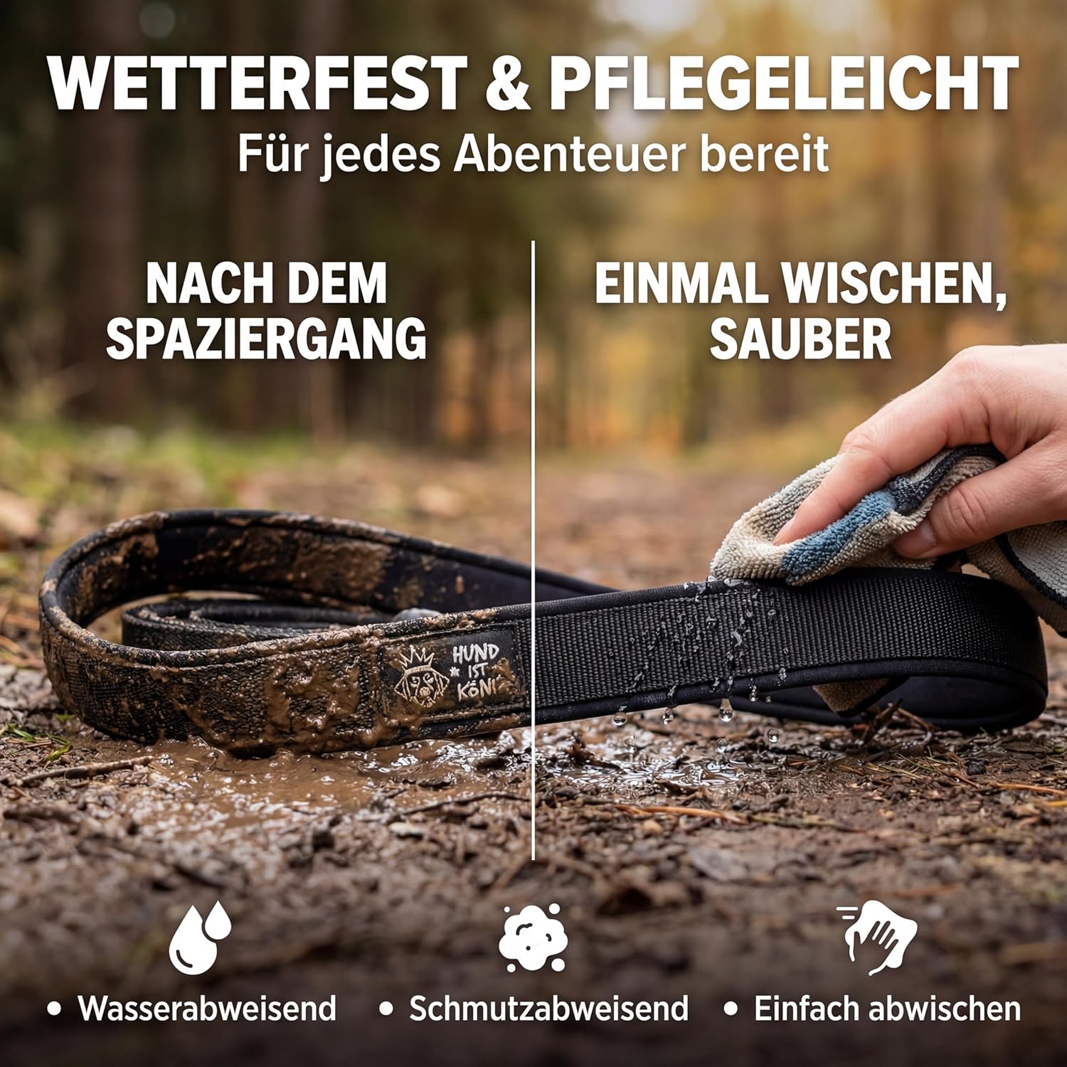 Thumbnail 2 de HUND IST KÖNIG Schleppleine 15 m für Hunde bis 12–70 kg – robuste Laufleine mit Griffpolster & Sicherheitskarabiner