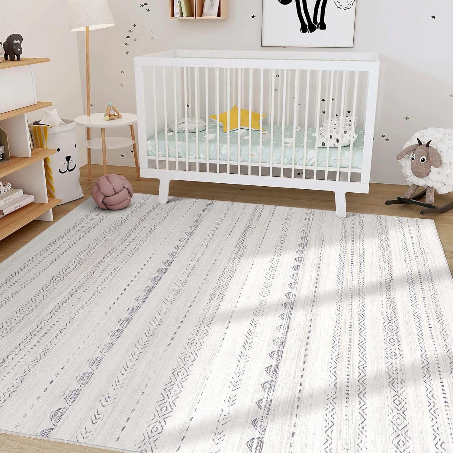 Thumbnail 6 de Nakagishi 7x9 Washable Boho Area Rug (Gray) with Non-Slip TPE Backing