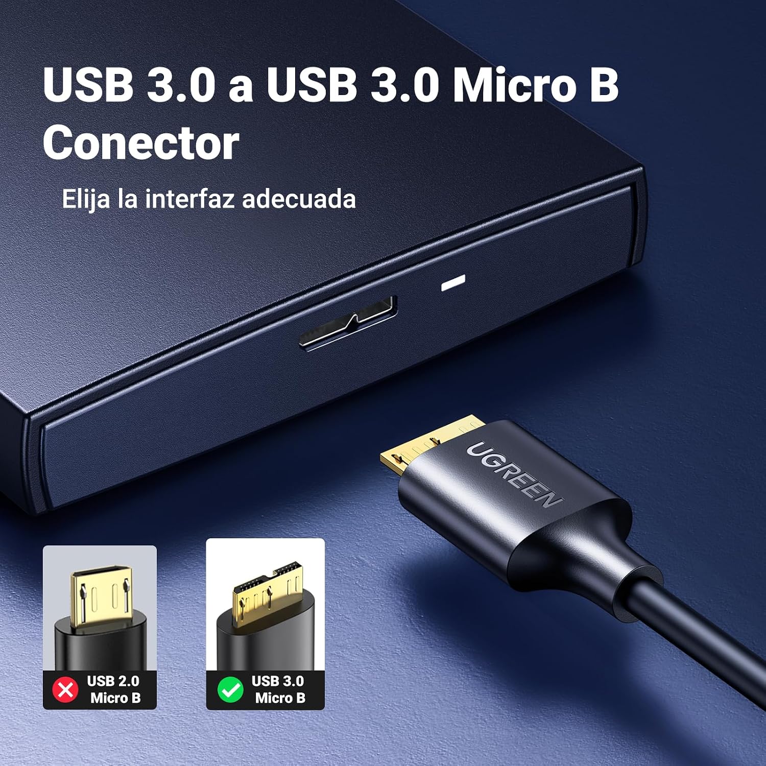Detalle 2 de UGREEN Cable USB 3.0 a Micro B 0,5 m