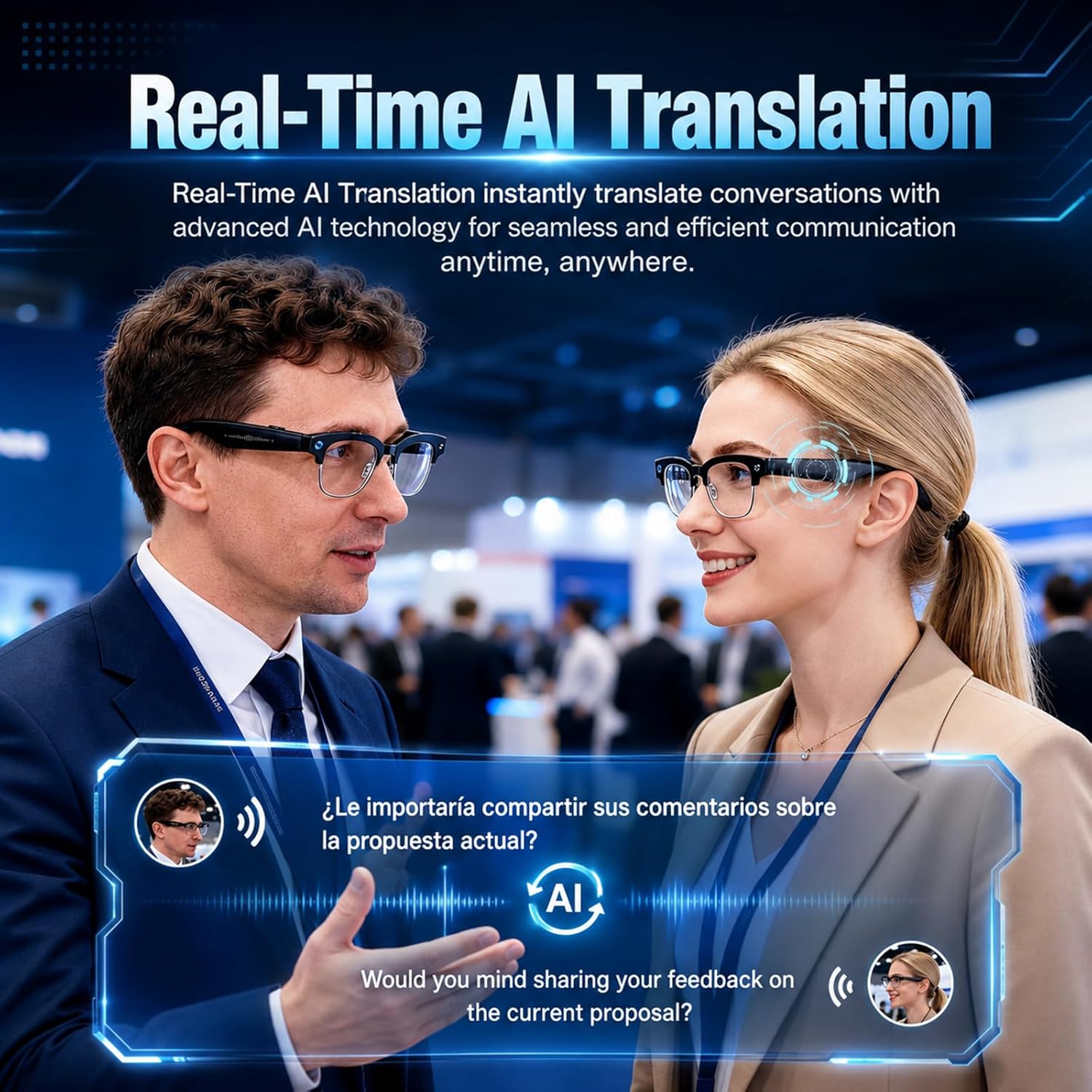 Thumbnail 3 de SGUKZF AI Smart Glasses with Camera: 4K Recording, Real-Time Translation, Open-Ear Audio