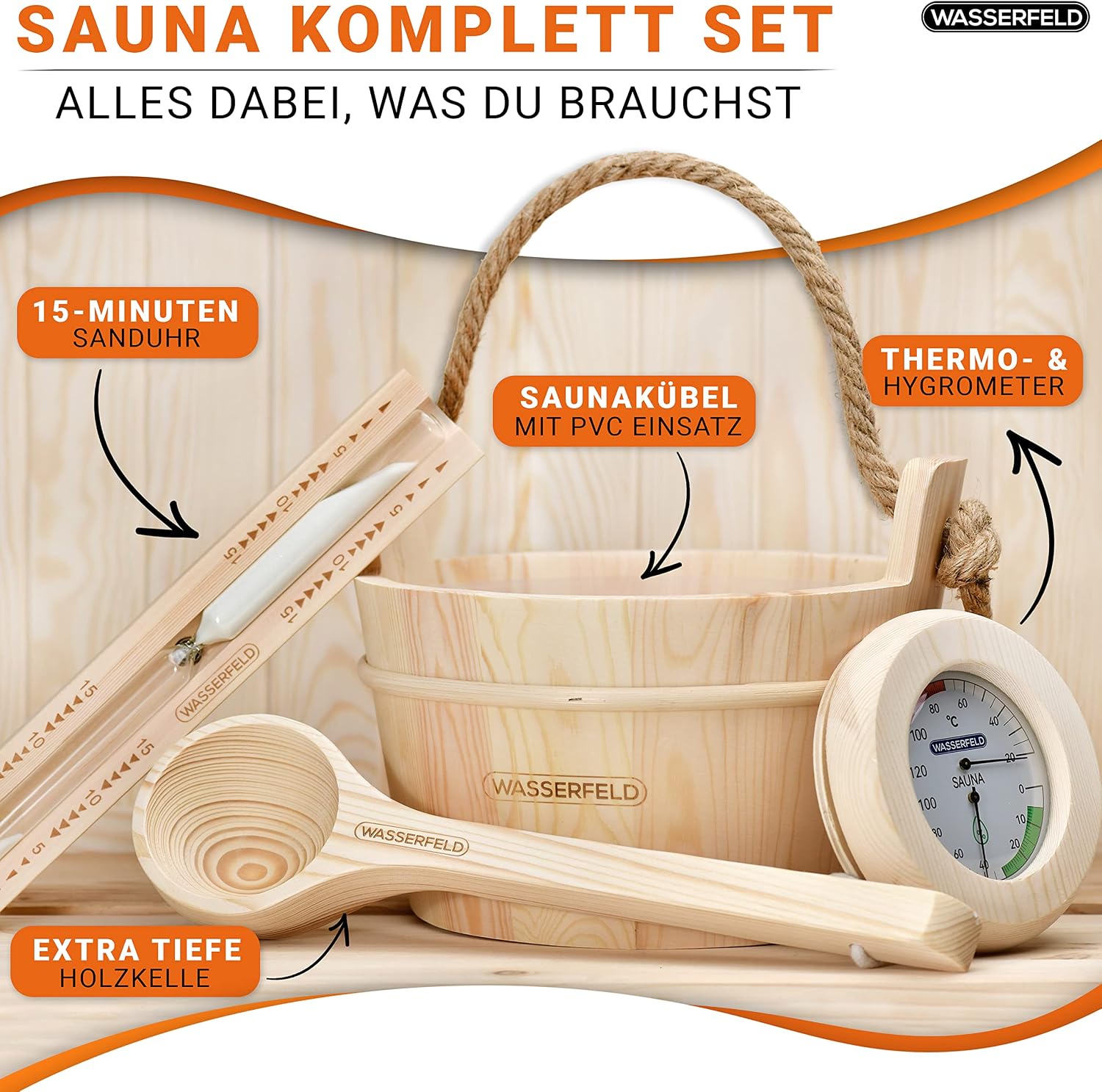 Detalle 2 de WASSERFELD Sauna Eimer Set 4 L đȘ”