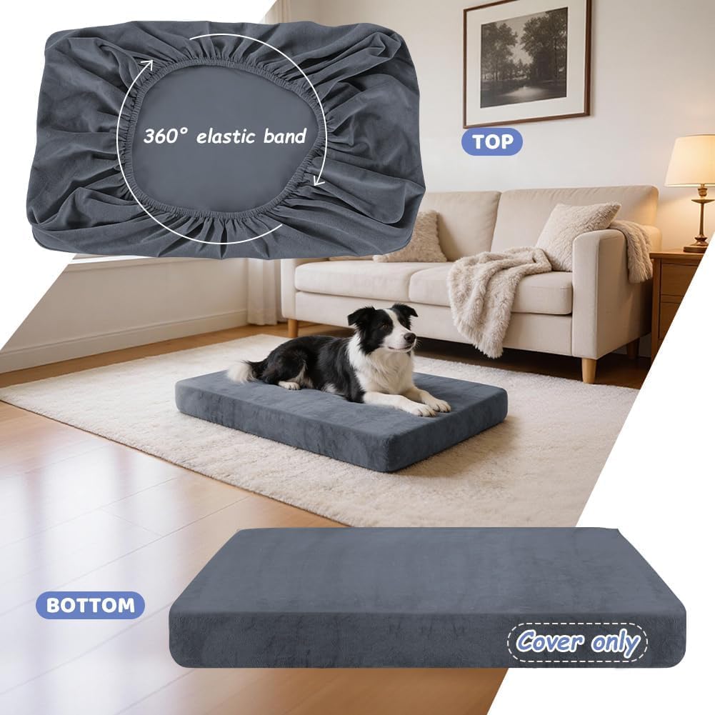 Thumbnail 4 de Housse de lit imperméable pour chien DUJUIKE en velours, doublure lavable et amovible (Gris foncé, taille S)