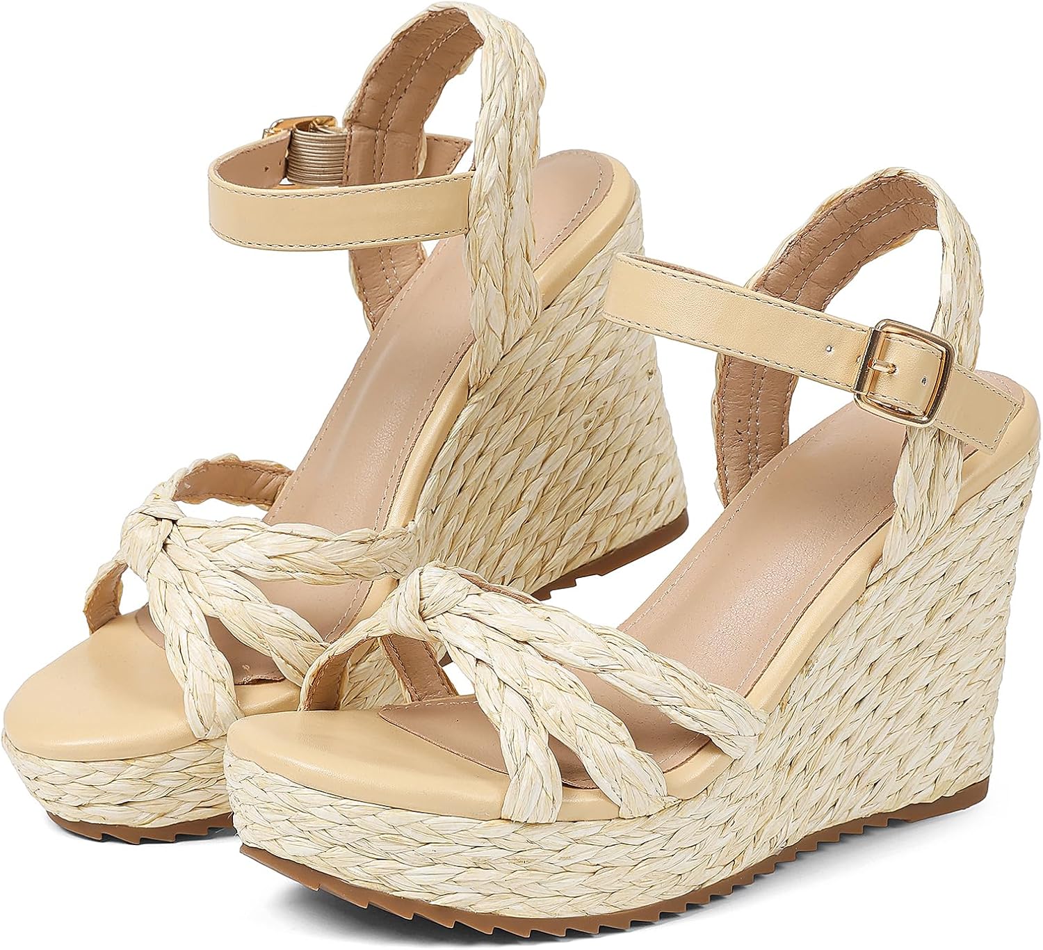 Thumbnail 6 de mikarka Espadrille Wedge Sandals for Women with Braided Knot Ankle Strap – Open Toe Platform
