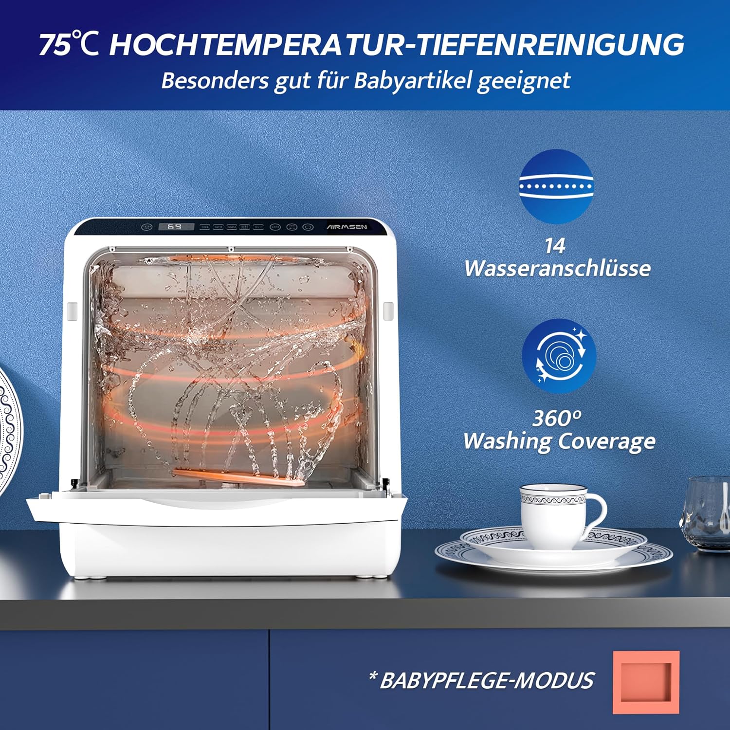 Thumbnail 6 de AIRMSEN Mini-Geschirrspüler 5L Tank