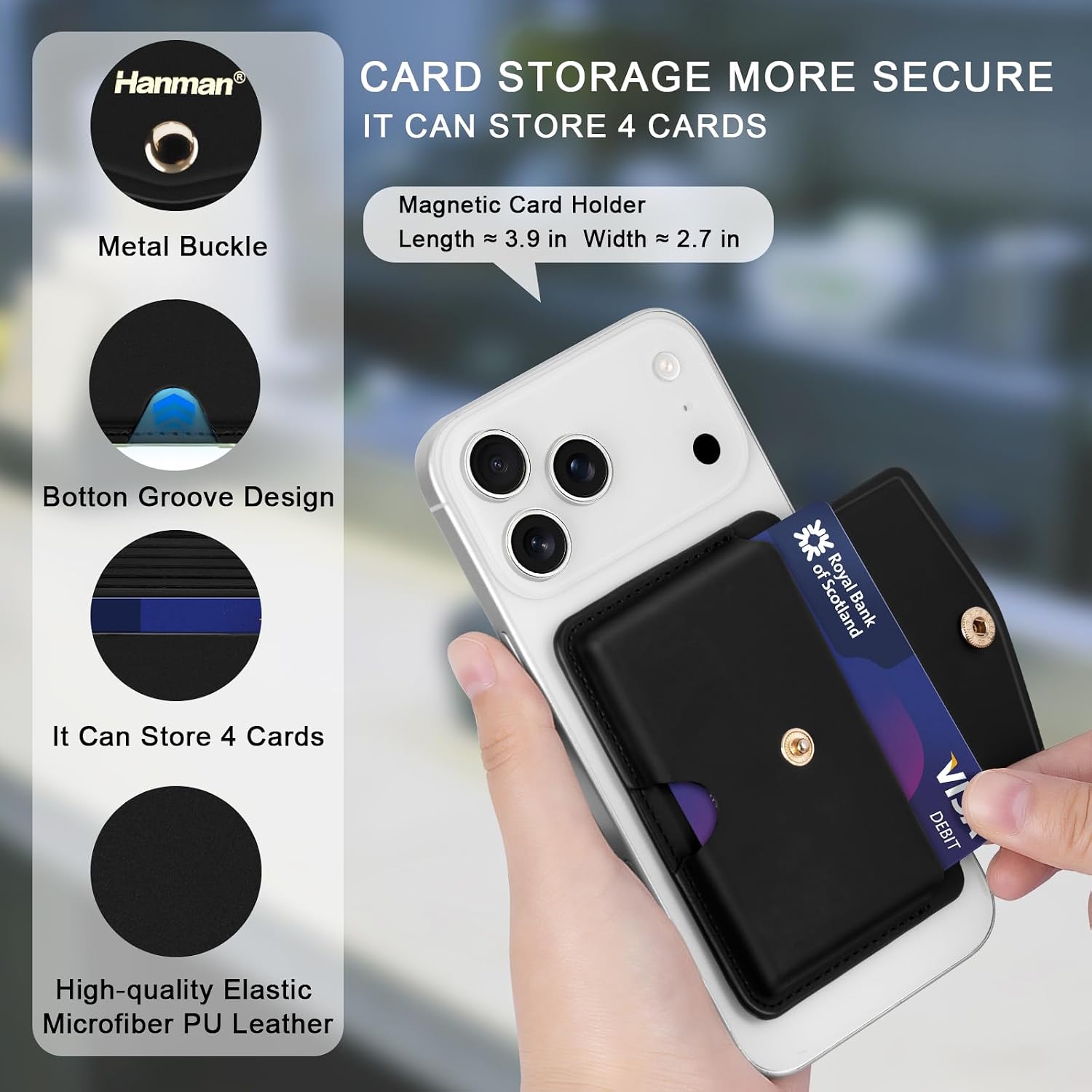 Detalle de Hanman magnetic phone card holder, PU leather