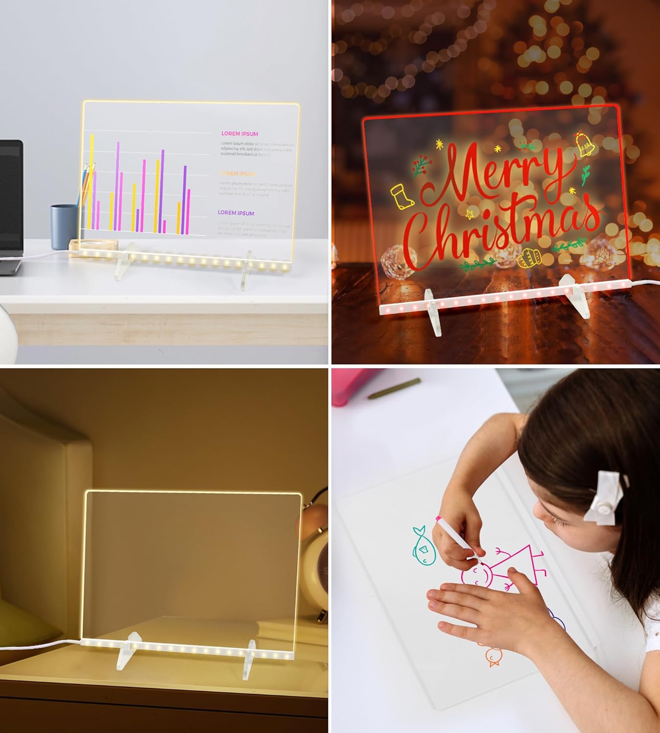 Thumbnail 5 de LED Note Board with 10 Colours Light Modes (40 x 30cm) – LED Doodle Board for Kids