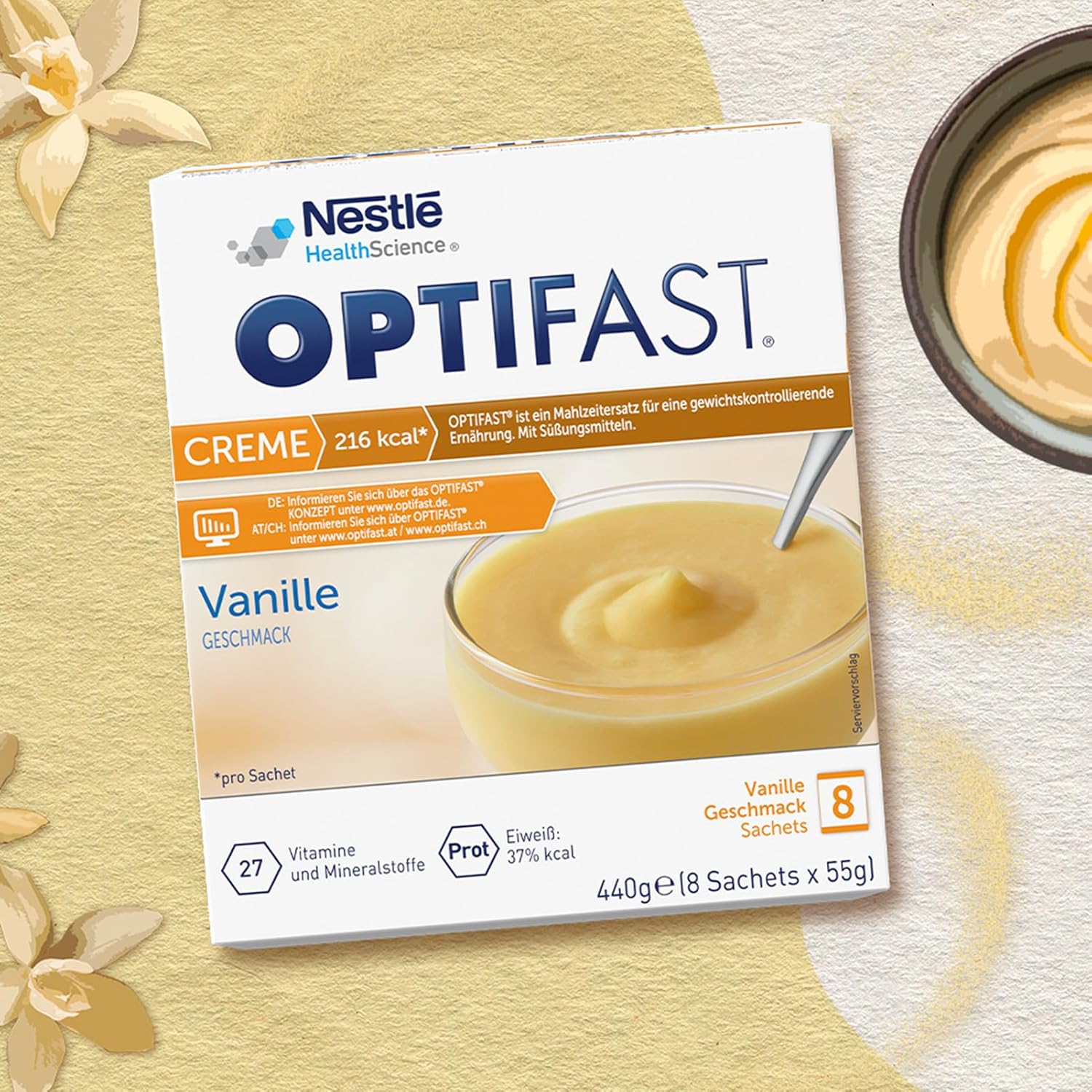 Thumbnail 4 de OPTIFAST Diät Creme Vanille (8 x 55 g) als eiweißreicher Mahlzeitenersatz zum Abnehmen