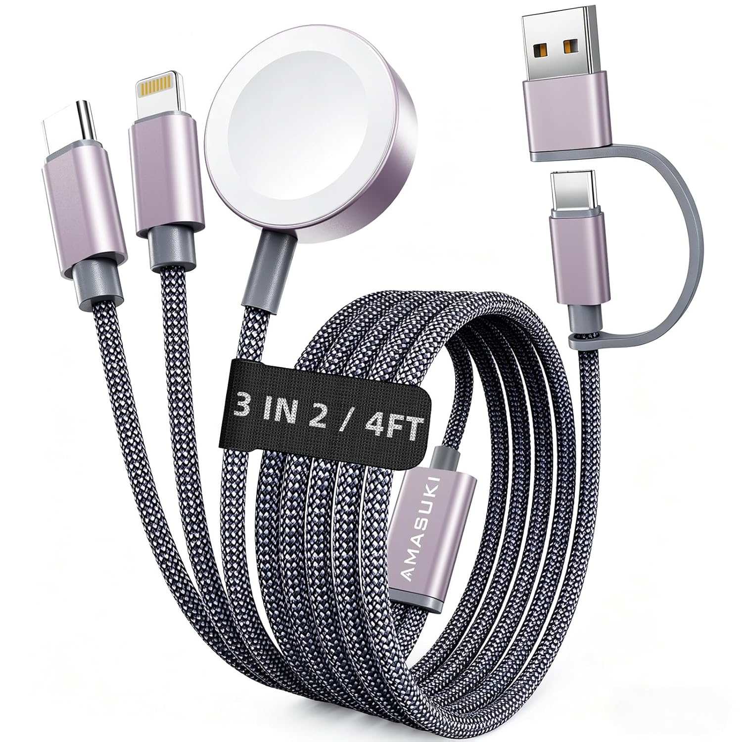 Detalle de Travel Essentials 3-in-2 USB-C Charging Cable 4FT
