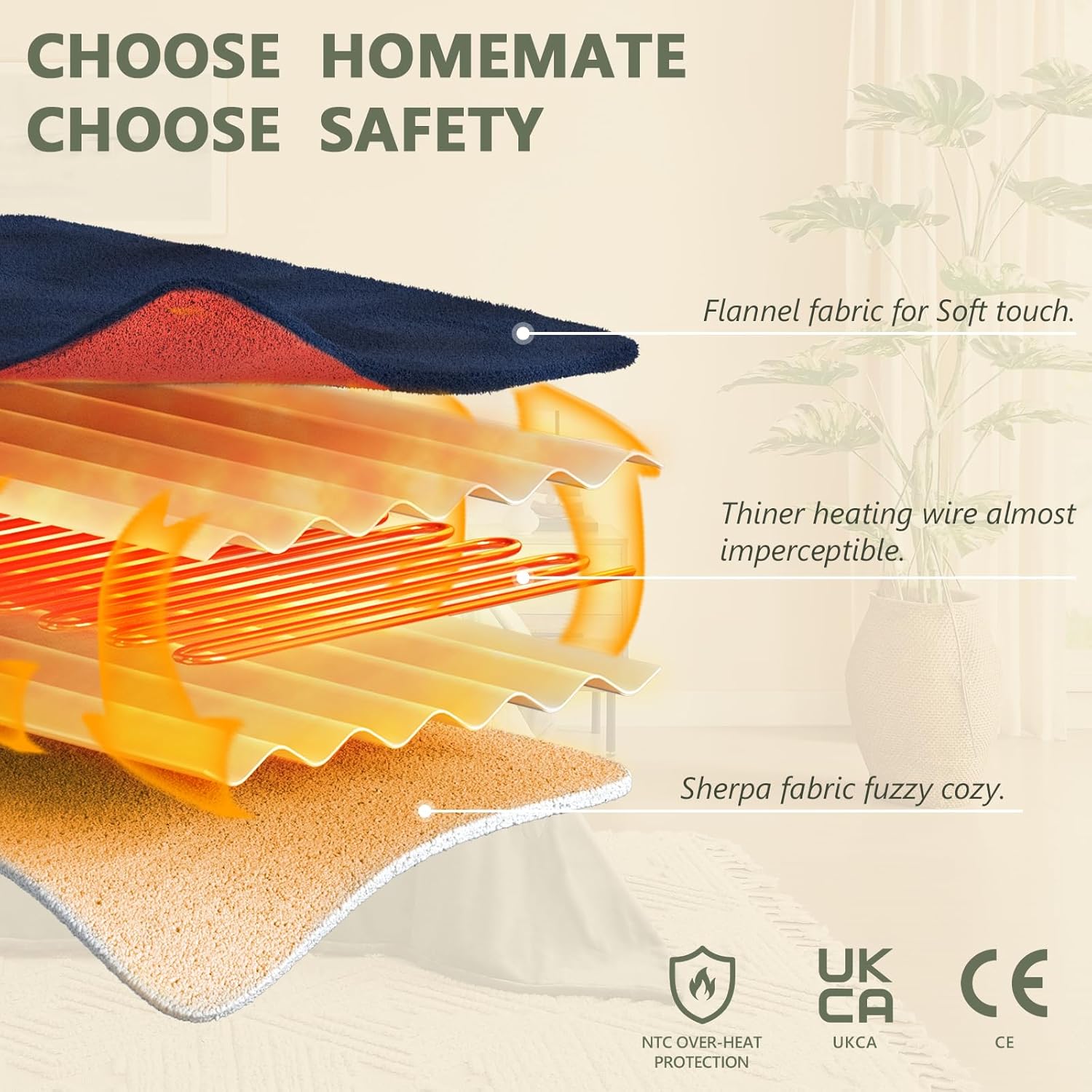 Thumbnail 2 de Homemate Heated Blanket Electric Throw - 130x160cm
