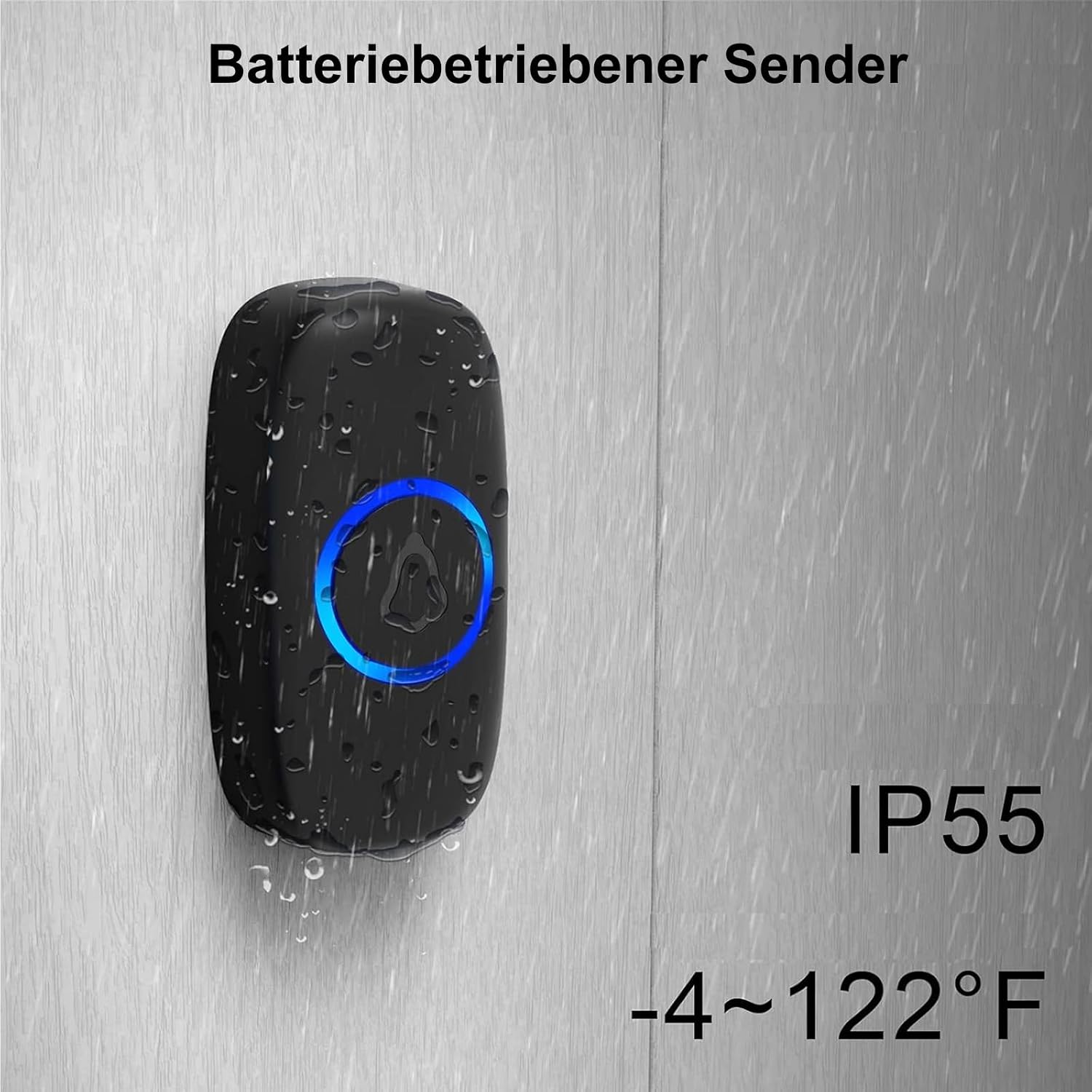 Detalle de SECRUI Funkklingel Türgong Set – 1 Empfänger + 1 Sender, wasserdicht, kabellos, 58 Melodien, 120 dB, 300 m Reichweite