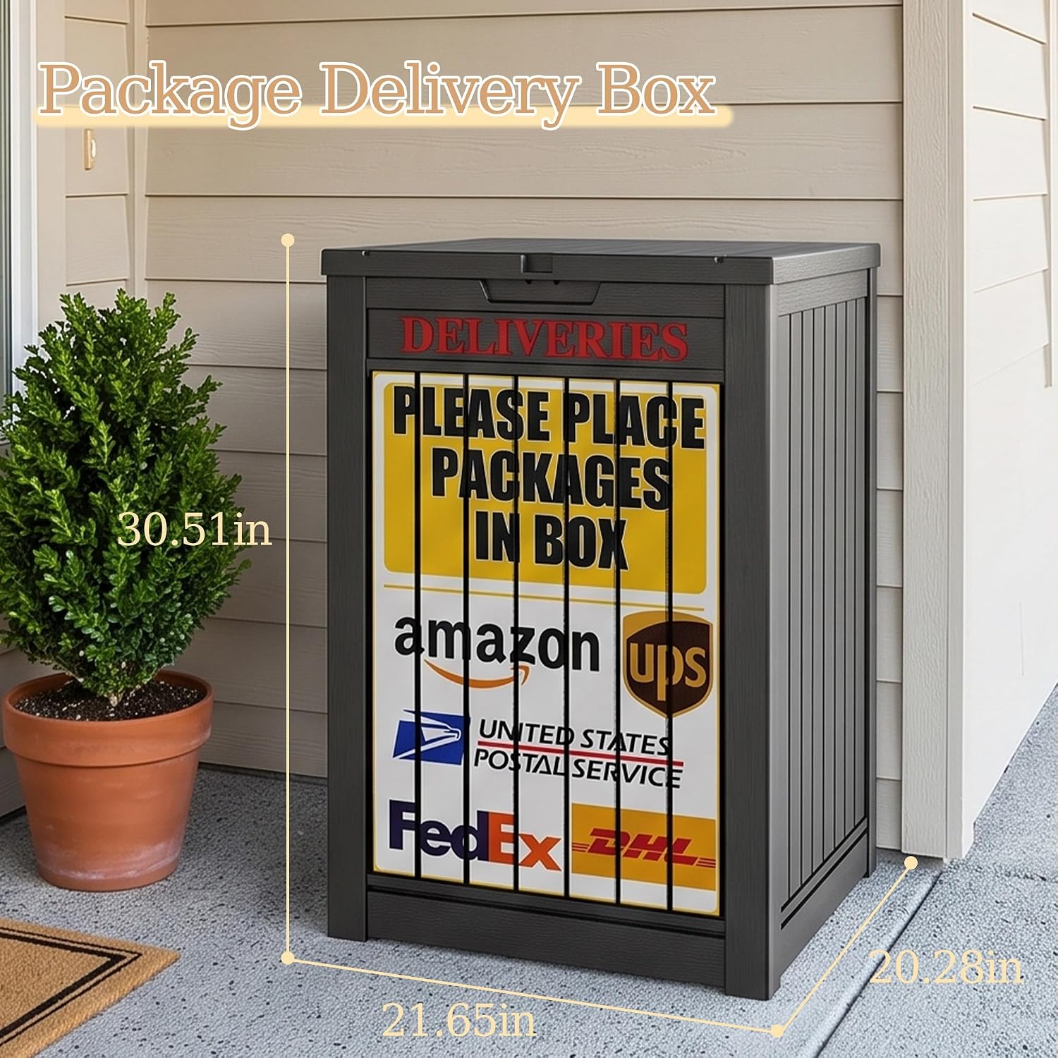 Detalle 2 de ATMELT 90-Gallon Outdoor Package Delivery Box, Resin, Lock-Compatible