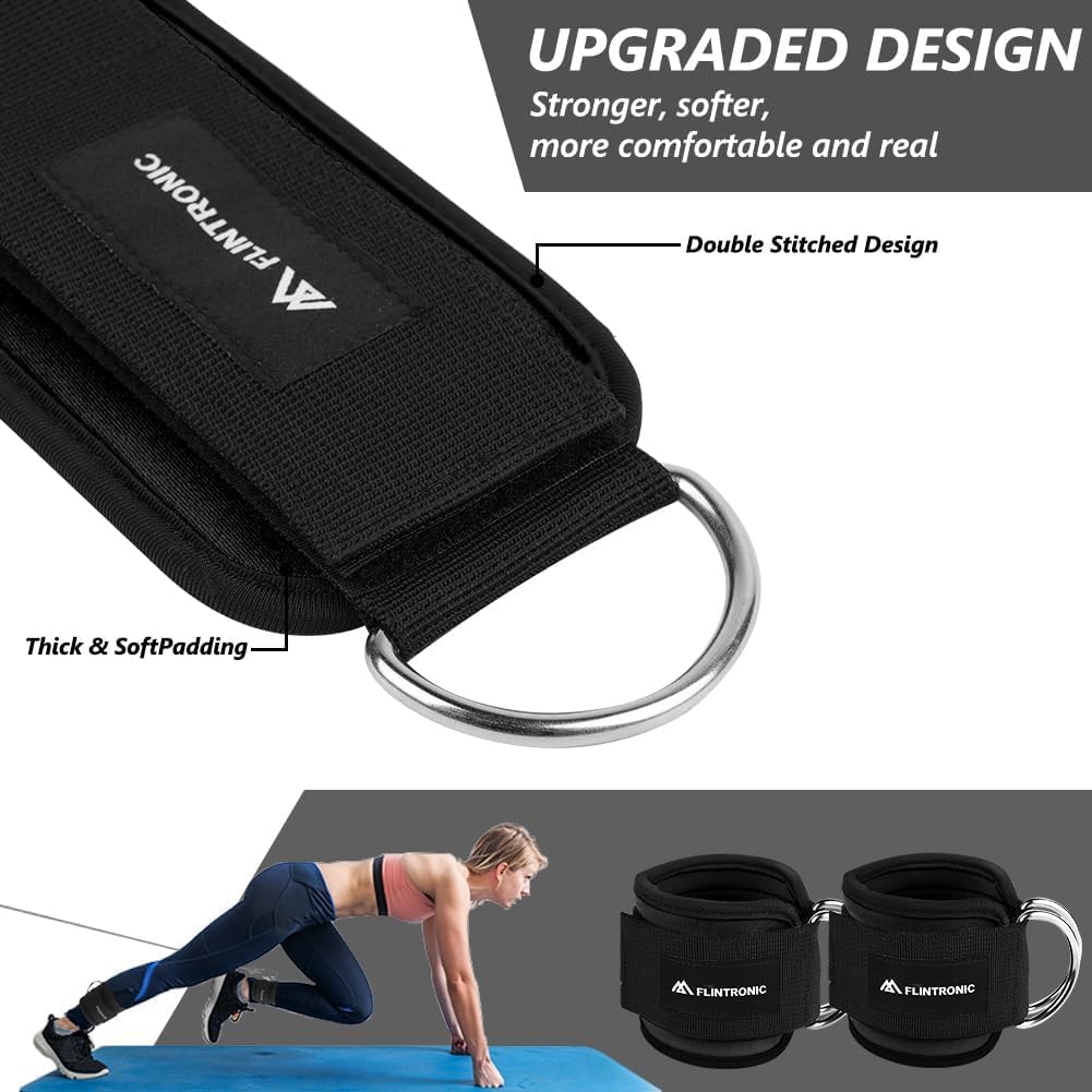 Thumbnail 3 de Flintronic Ankle Straps for Cable Machine with Double Stainless Steel D-Rings
