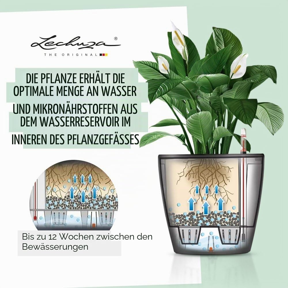 Detalle de LECHUZA CLASSICO Premium LS 43 taupe hochglanz – Innen-Pflanzgefäß mit Bewässerungssystem