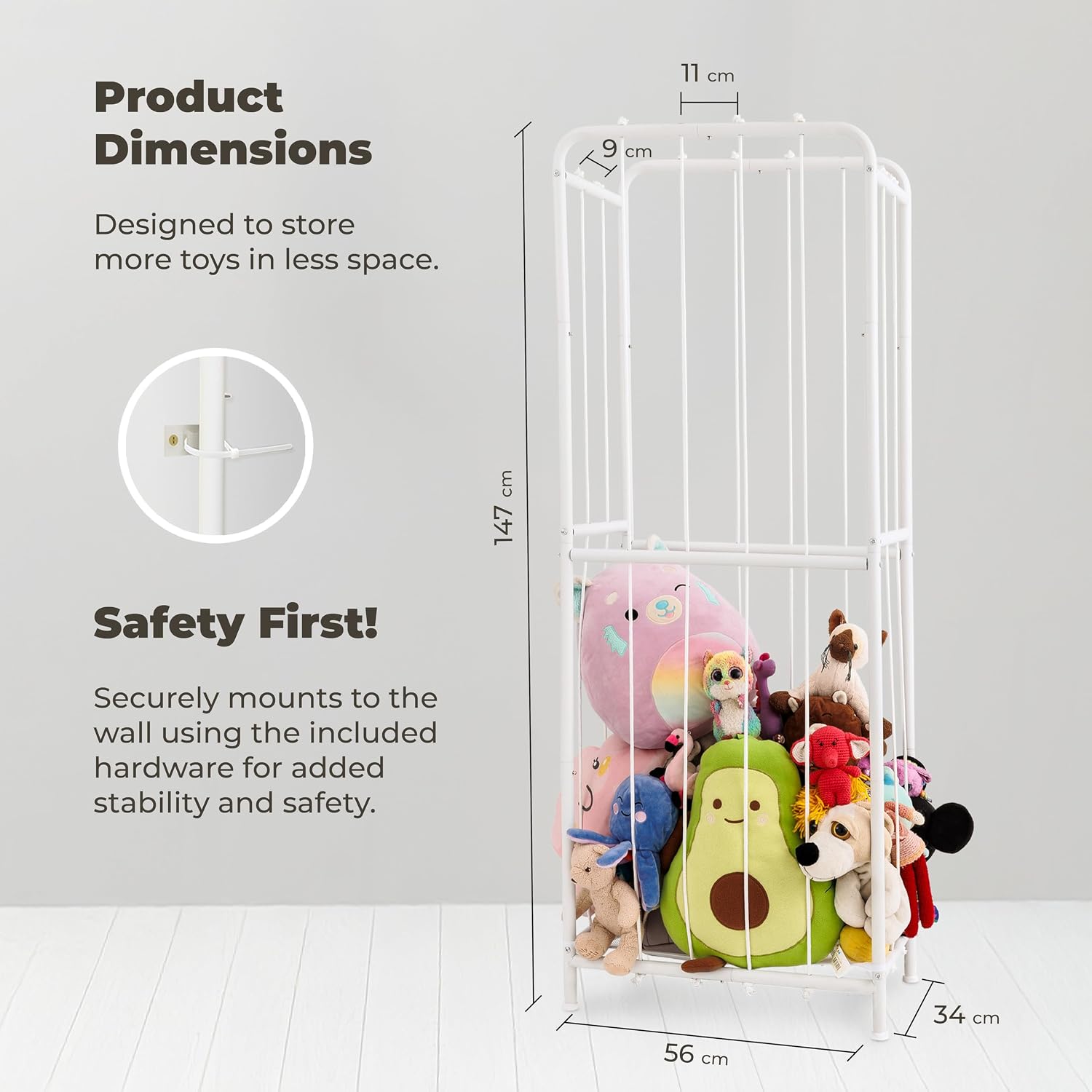 Detalle de goozie Large Metal Stuffed Animal Storage Organizer – Vertical Toy Zoo