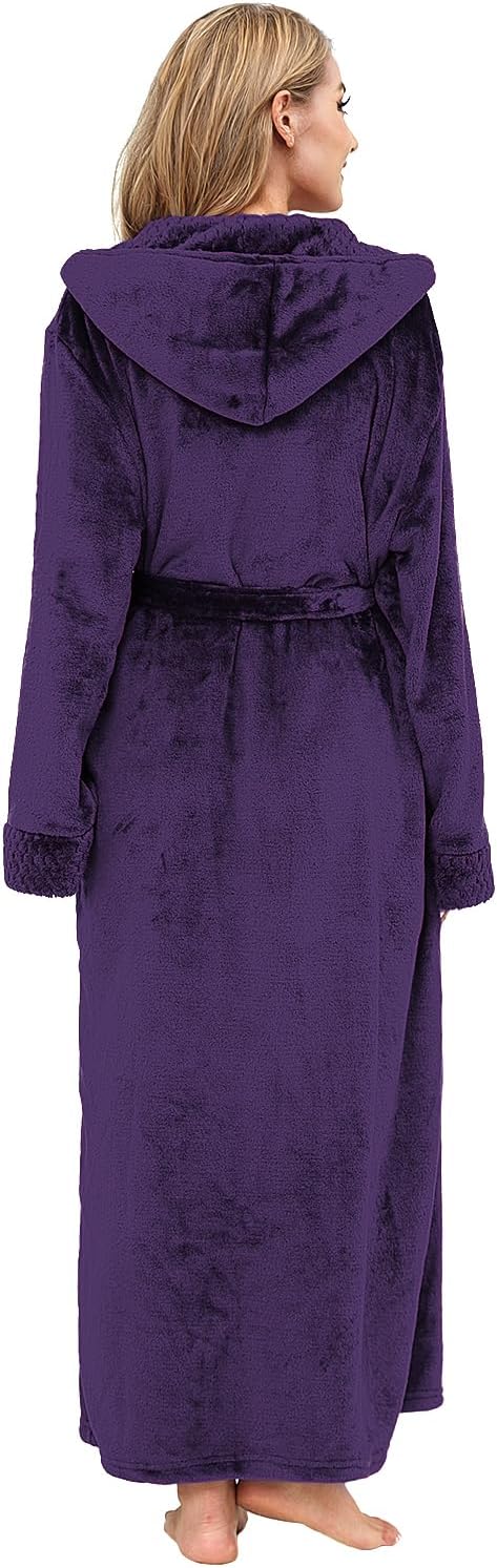 Detalle de PUTUO Vestaglia Donna Invernale Lunga con Cappuccio in Microfibra Morbida