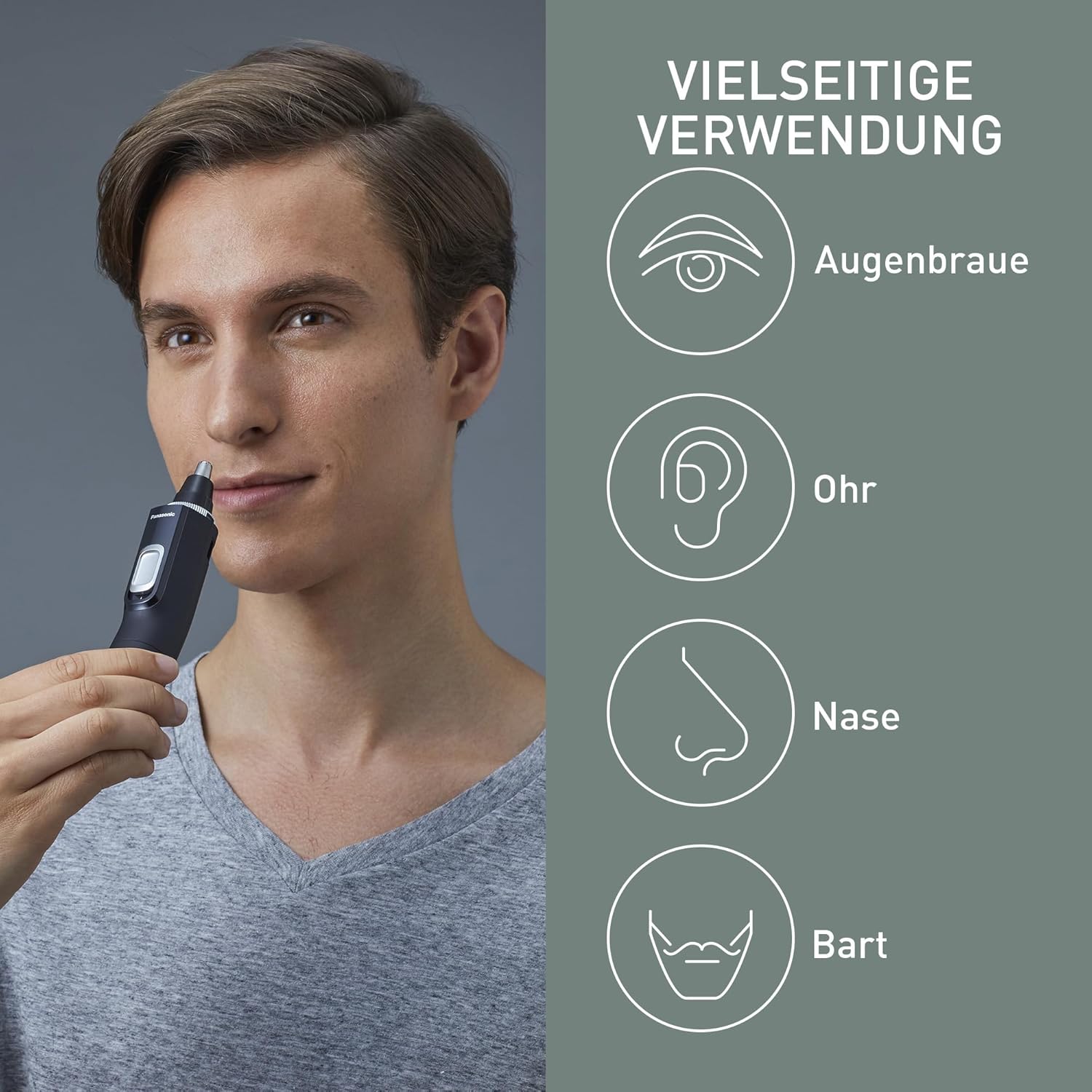 Detalle 2 de Panasonic ER-GN300-K503 Nasenhaarschneider – Präziser Trimmer für Nase, Ohren und Augenbrauen