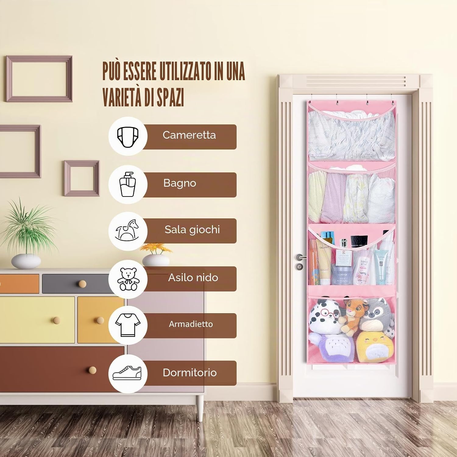 Thumbnail 2 de Organizzatore Per Portaoggetti Per Animali Di Peluche: Organizer A Rete da Appendere per Camerette e Bagno