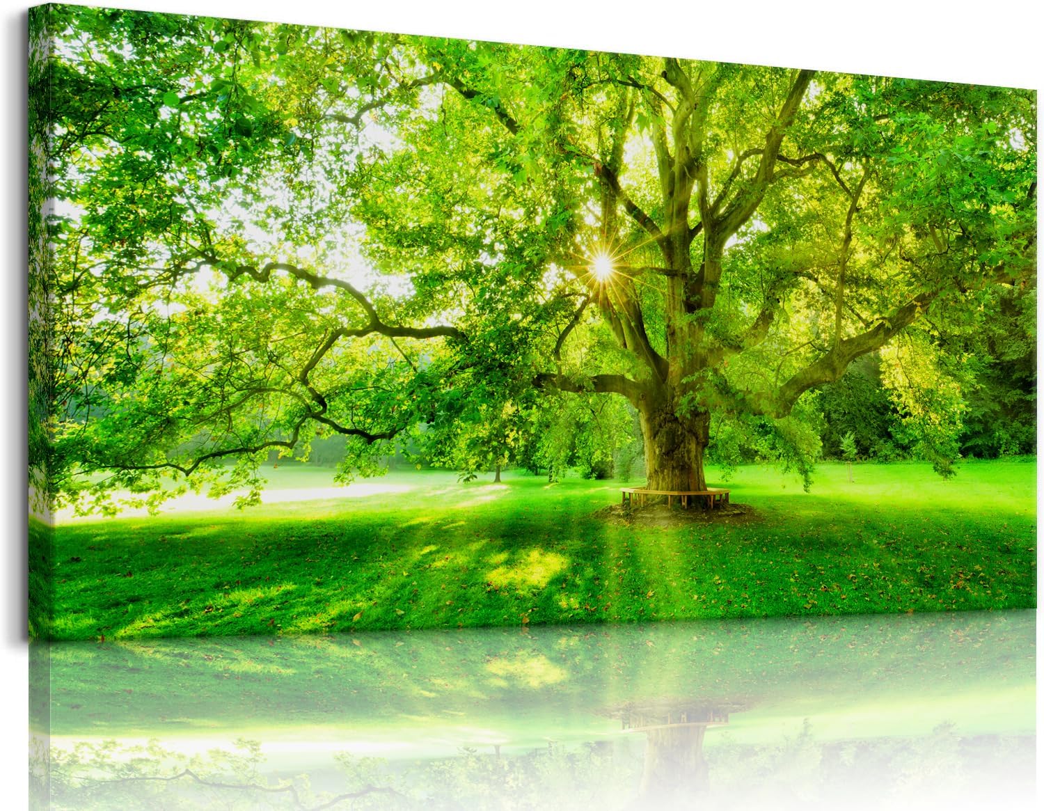 Detalle 2 de Bamdeya Black and White Red Forest Canvas Wall Art, Framed 24 x 48-Inch Landscape Print