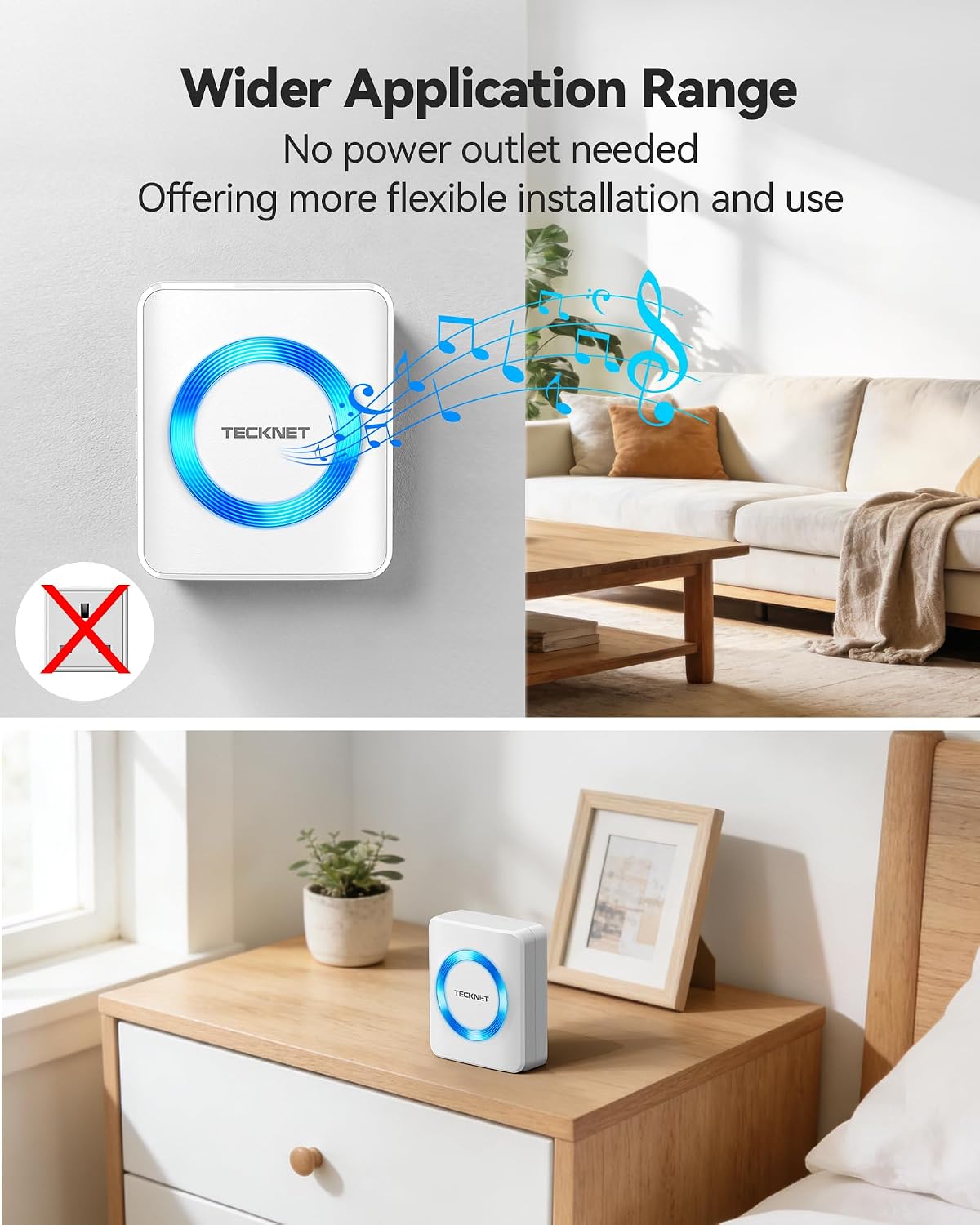 Detalle de TECKNET Wireless Doorbell 400m range