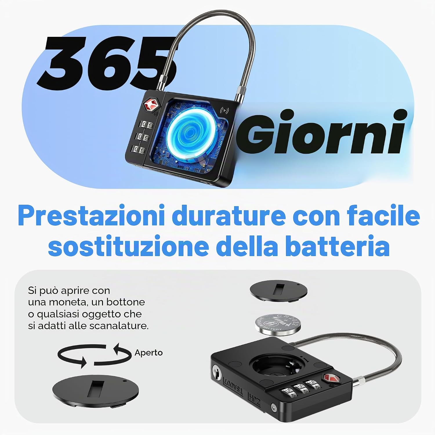 Thumbnail 5 de MiLi Lucchetto intelligente per valigia con tracker: TSA certificato e integrazione Dov'è / Find My
