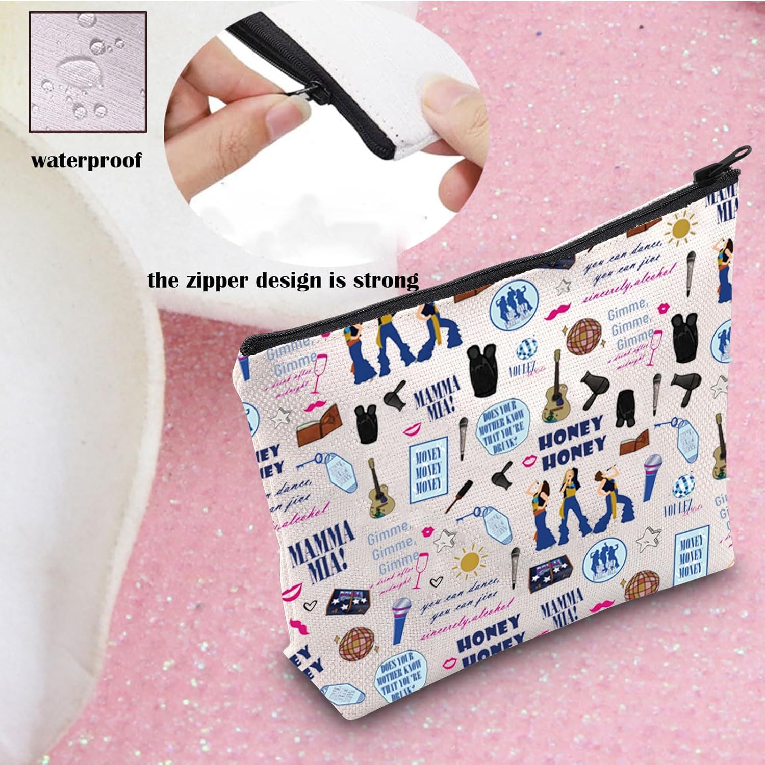 Detalle 2 de FEELMEM Mamma Music Inspired Gift Mamma Stuff Cosmetic Bag