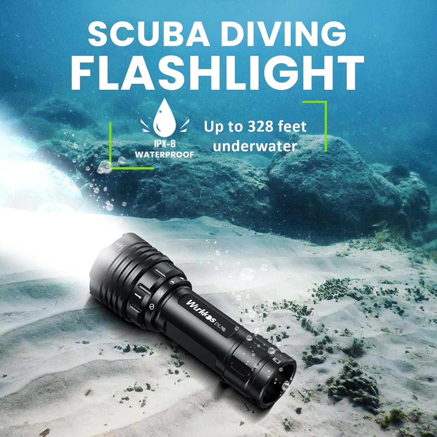 Detalle de Wurkkos DL30 Dive Light: 3,600-Lumen LED, 100m Waterproof, Aluminum