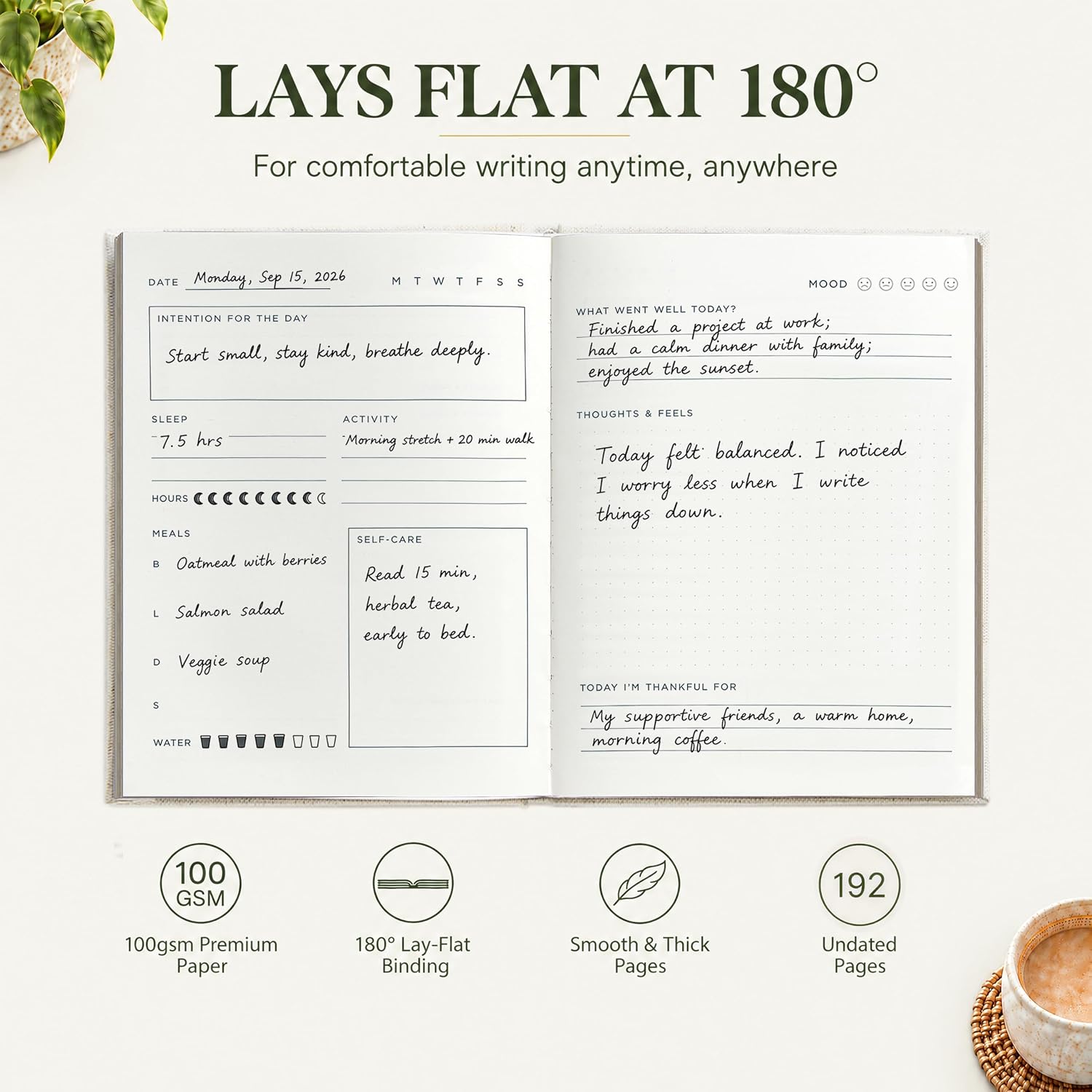 Thumbnail 3 de &And Per Se WJ-01 Wellness Journal, Undated 91-Day Forest Green Planner