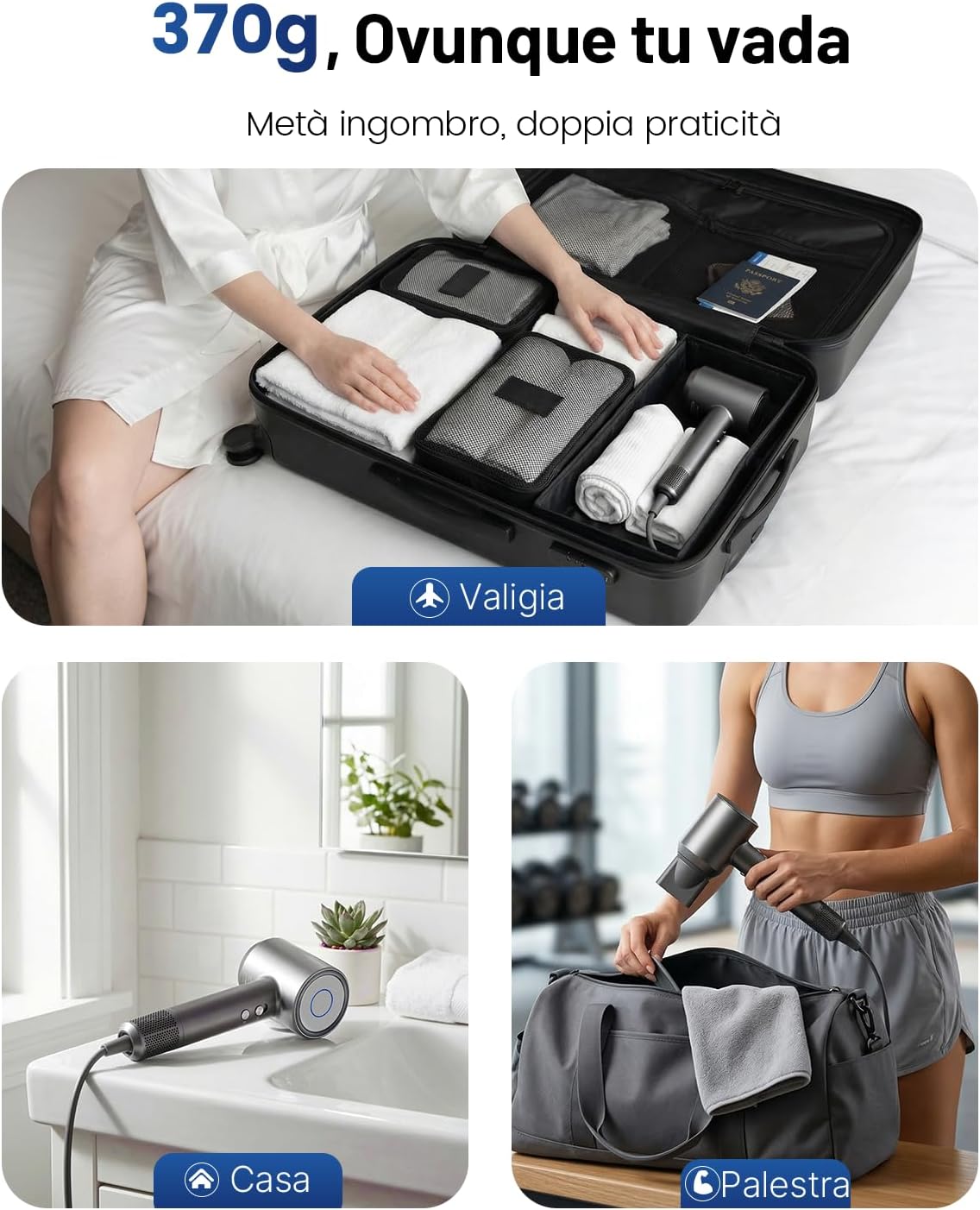 Thumbnail 6 de Bannilu Phon Capelli Professionale – Asciugacapelli ionico ultraleggero, 160.000 RPM, 370 g