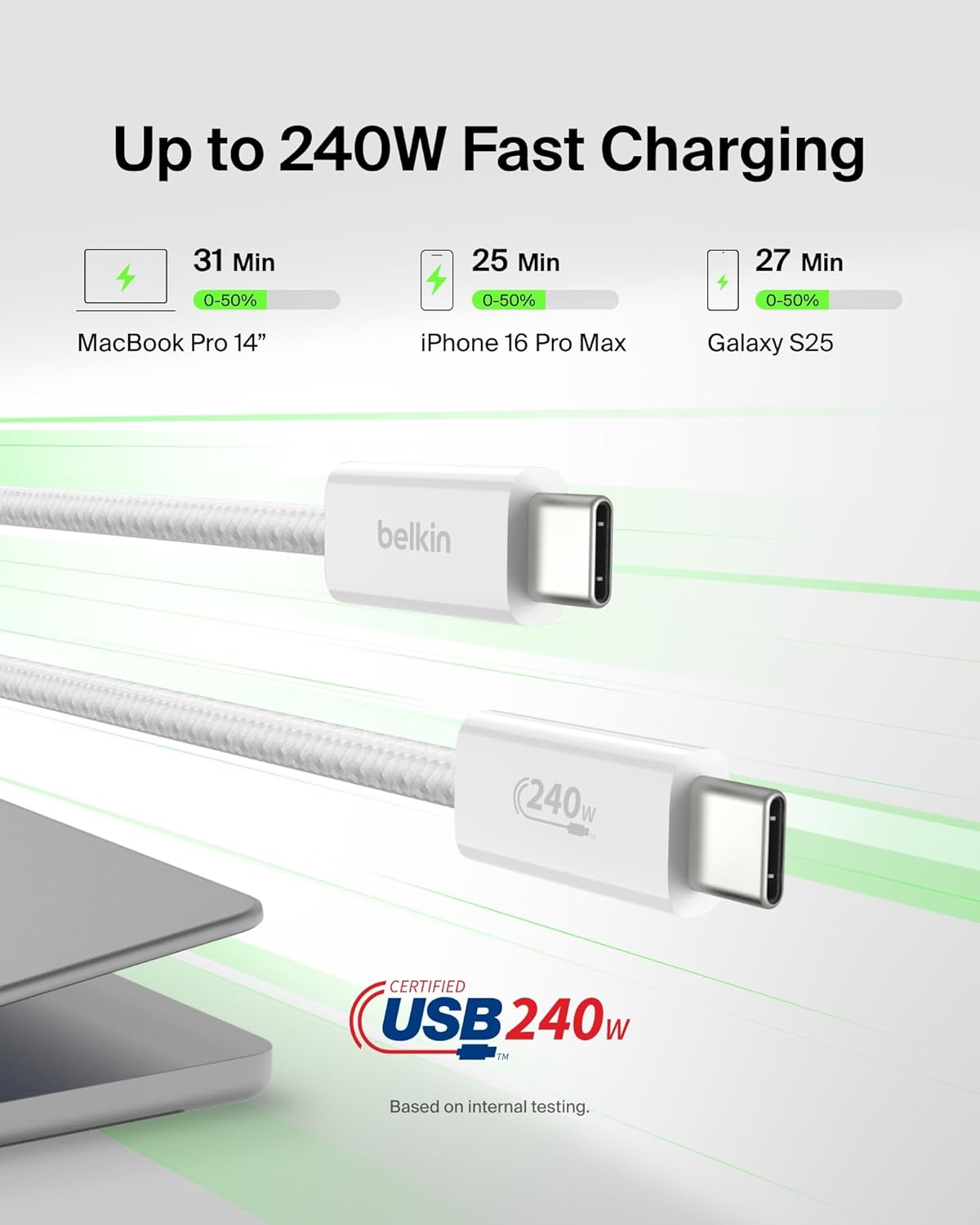Thumbnail 1 de Belkin 2-Pack Braided USB-C to USB-C 5ft 240W