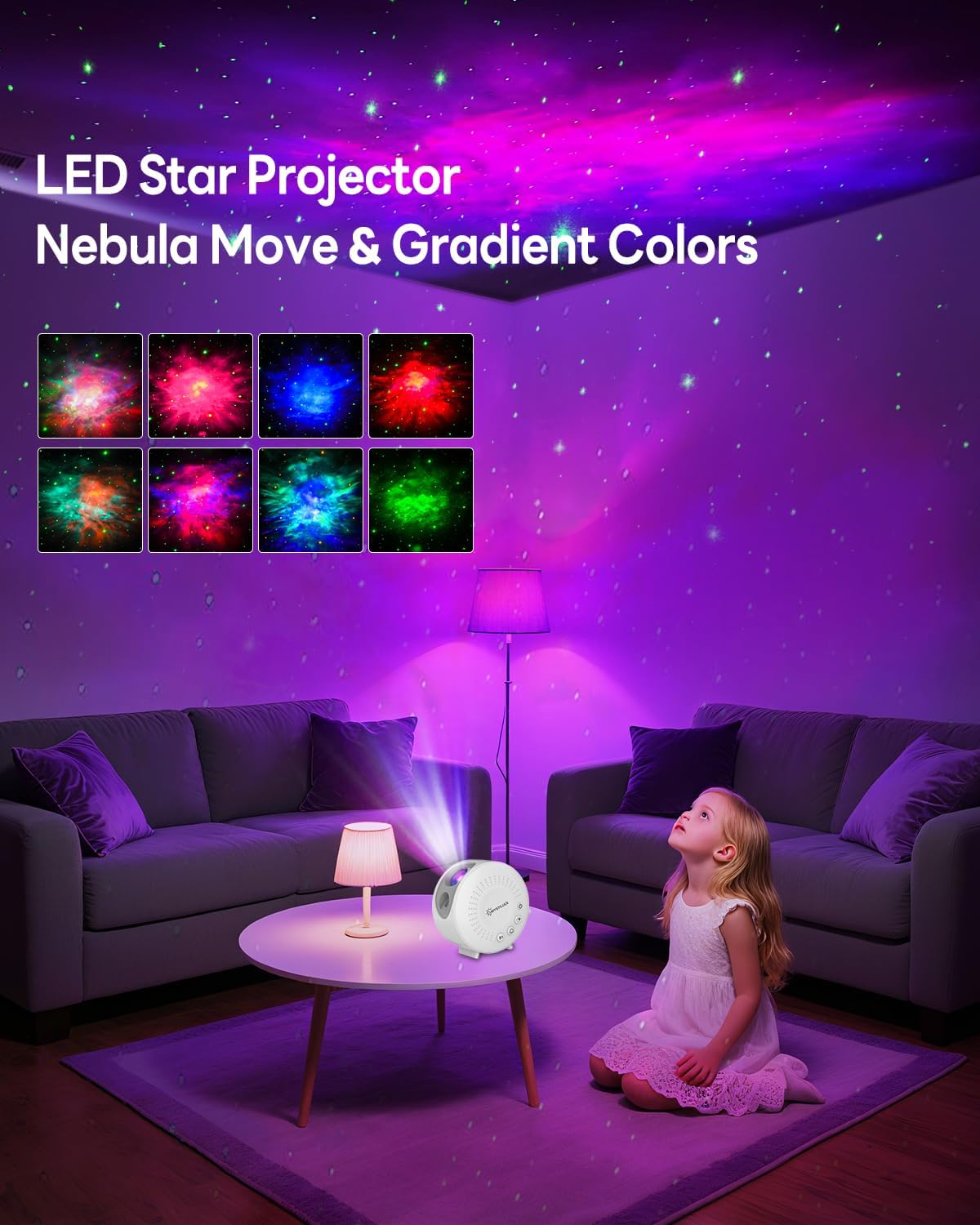 Detalle 2 de MYSTILUCK Galaxy Star Projector LED Night Light