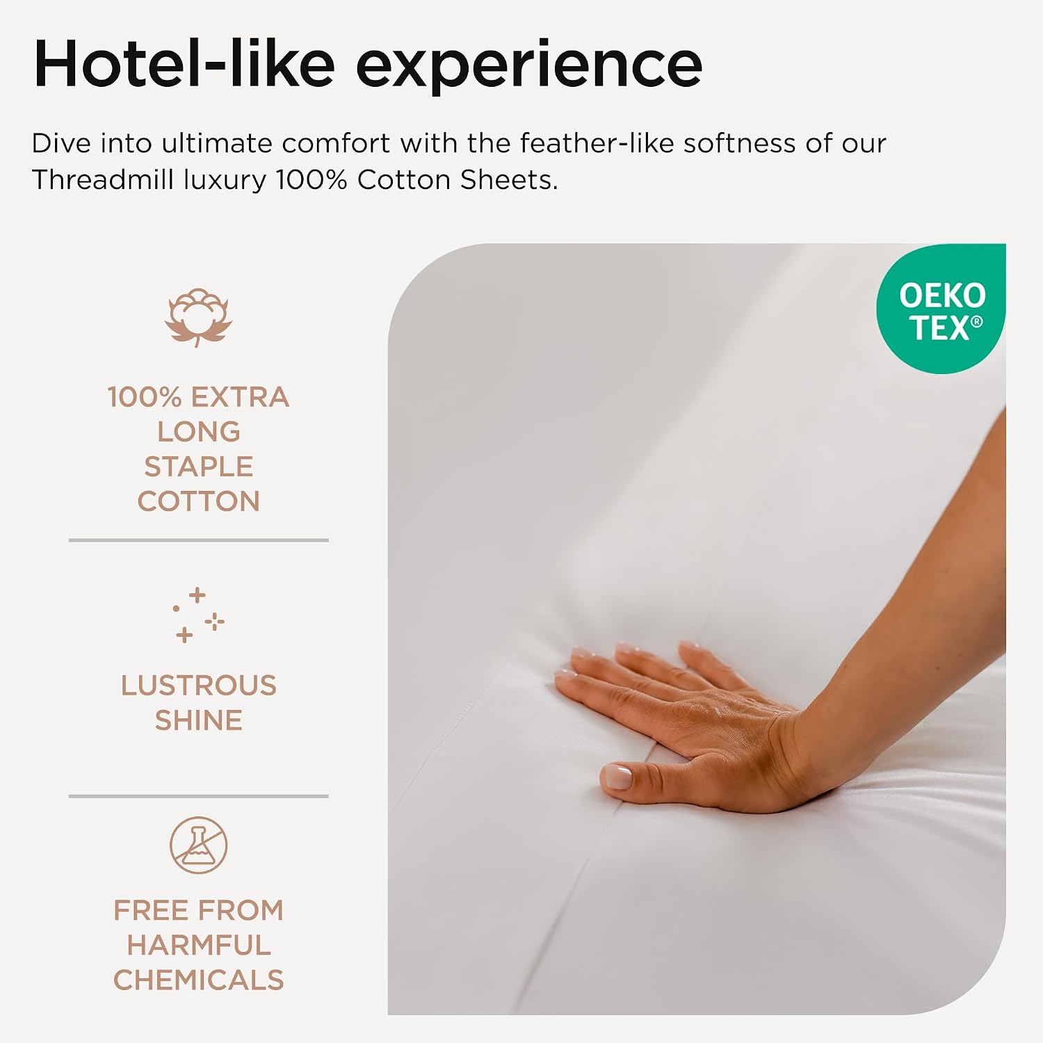 Thumbnail 2 de Threadmill Luxury 800 Thread Count King 100% Cotton Sateen Sheet Set (Hotel White) — 4-Piece, Deep Pocket