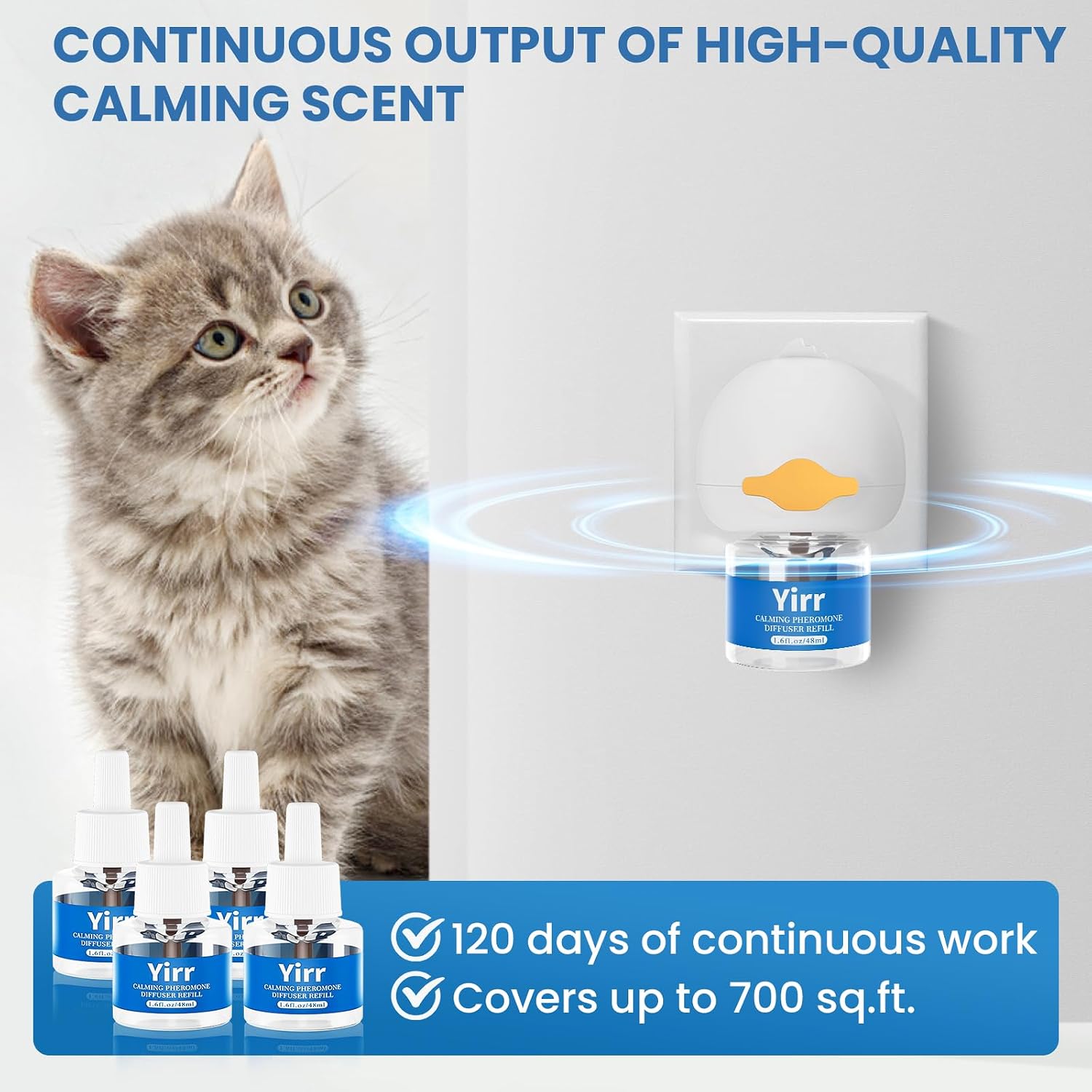 Thumbnail 2 de Mikccer 120 Days Cat Calming Plug-in: 6‑in‑1 Natural Pheromone Diffuser Kit (2 Diffusers, 4 Refills)