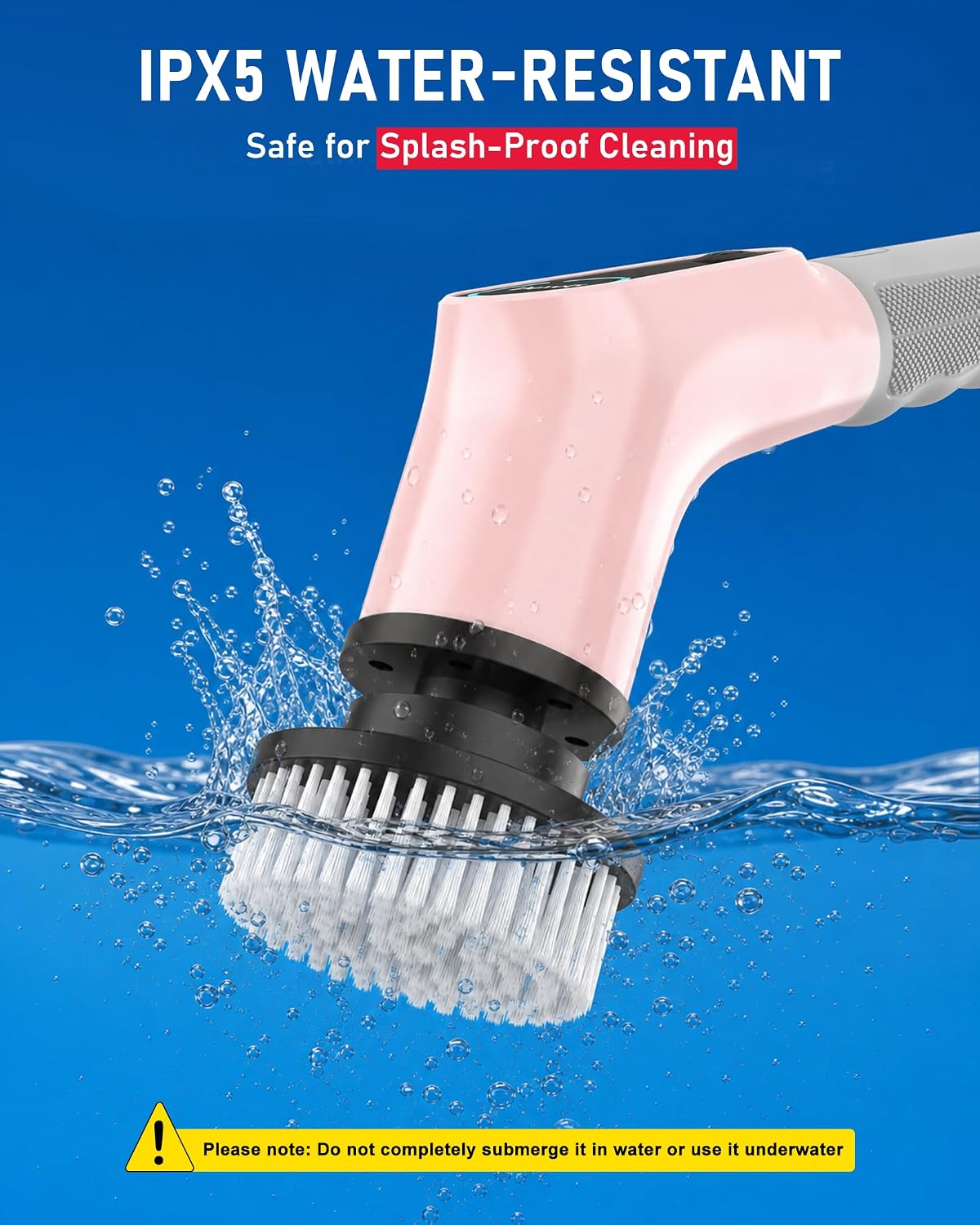 Detalle 2 de Dovety CB02 Electric Spin Scrubber, Extendable Handle, 8 Brush Heads, Pink