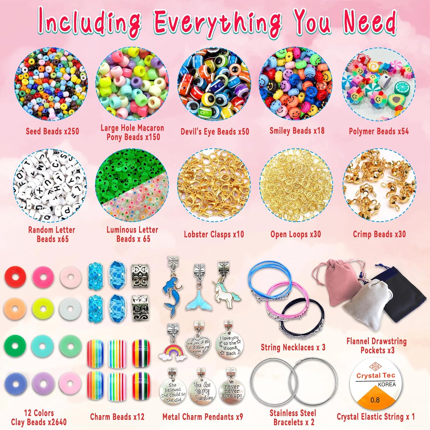 Thumbnail 3 de leitait Girls Toys Bracelet Making Kit 3400pcs jewelry kit 🎁