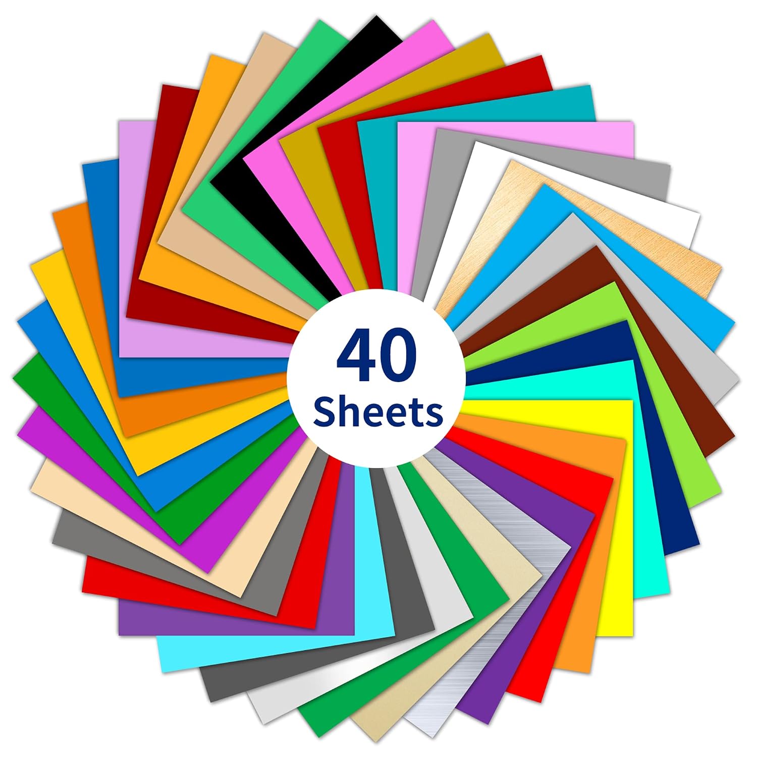 IModeur 40 Pack Permanent Vinyl Sheets (40 Assorted Colours) 30.5 x 30.5 cm self-adhesive for mugs, windows & DIY