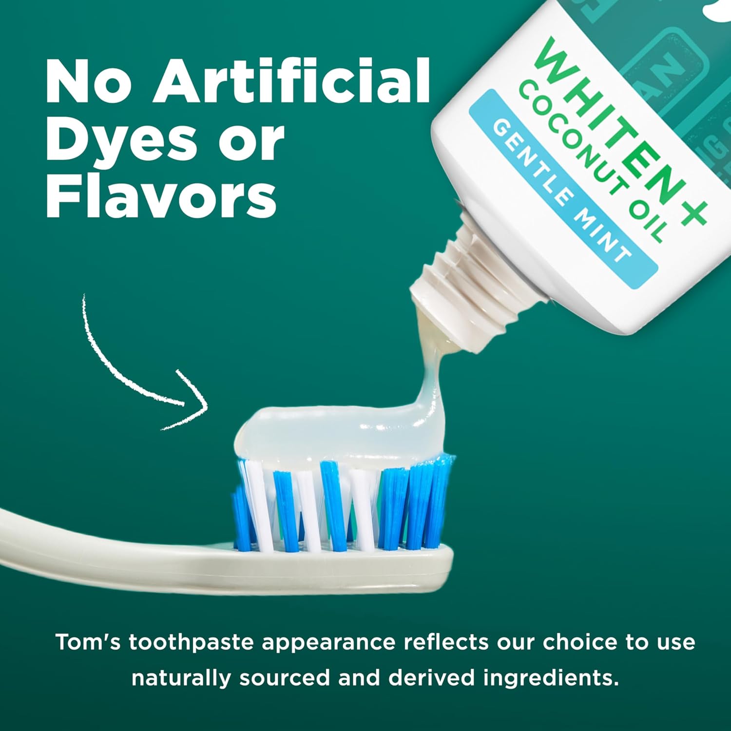 Detalle 2 de Tom’s of Maine Whiten Plus Coconut Oil Fluoride-Free Whitening Toothpaste (Gentle Mint) – Pack of 3, 4.0 oz tubes
