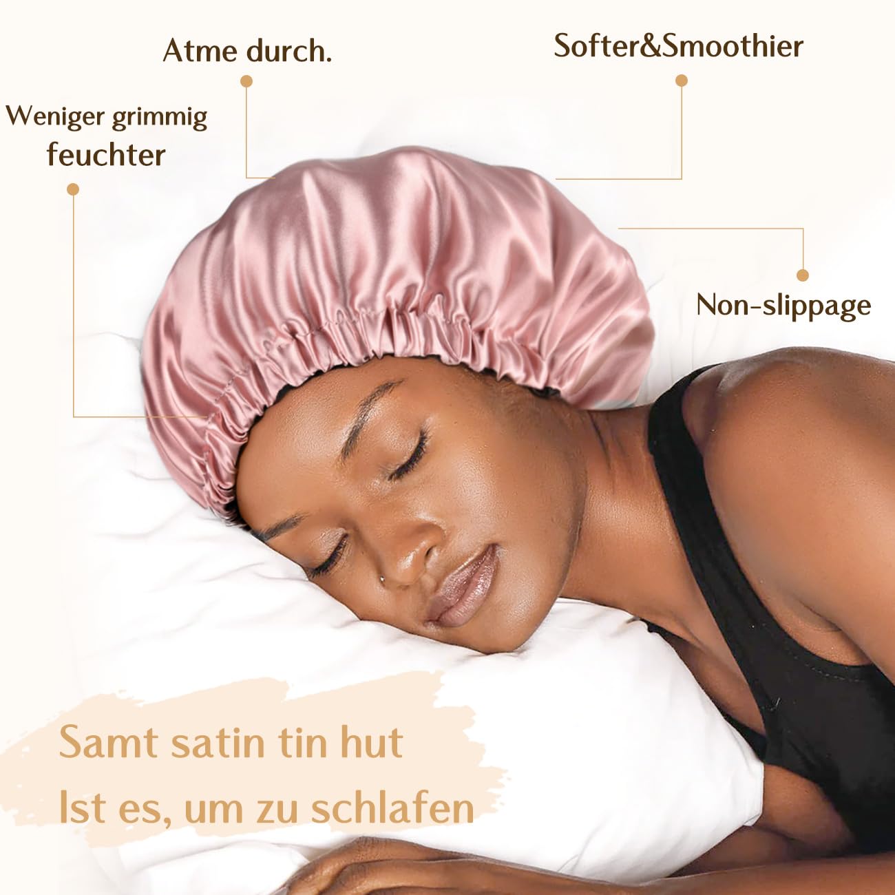 Thumbnail 1 de YANIBEST doppelschichtige Satinhaube (Seidenhaube) zum Schlafen – verstellbar für lockiges, natürliches Haar