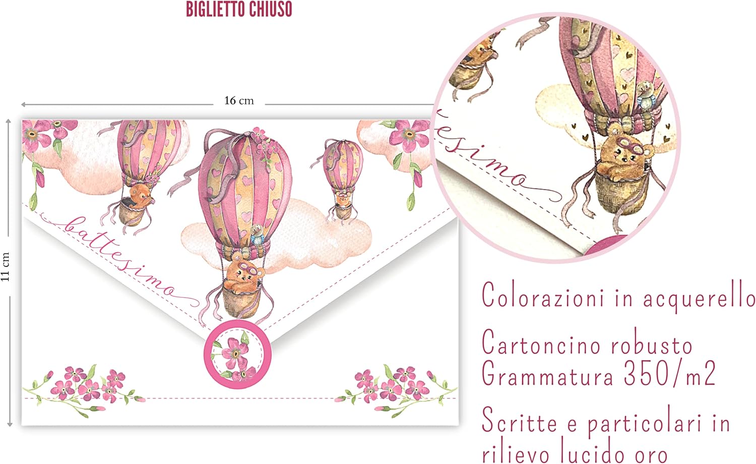 Thumbnail 1 de Tarjeta de felicitación para bautizo de niña 🌸 LINA OFFICINE GRAFICHE CREATIVE