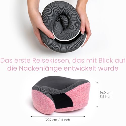 Detalle de Proglobe Nackenkissen Flugzeug – Reisekissen aus Memory Foam, 100% Memory Foam, Rosa