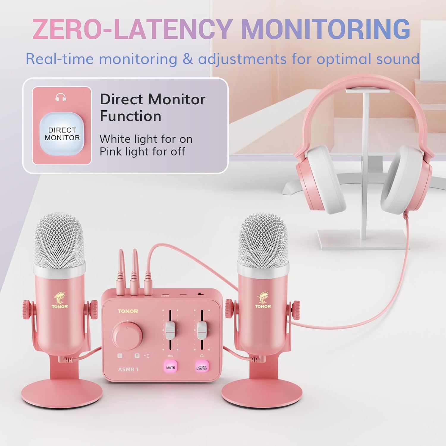 Detalle de TONOR ASMR ONE microphone kit with dual mics, stereo sound and mixer