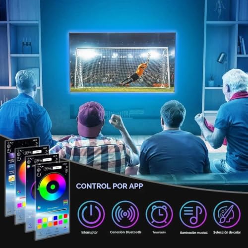 Detalle de SANSUN tira LED RGB 5050 de 2 m para TV, USB, mando y sincronización musical