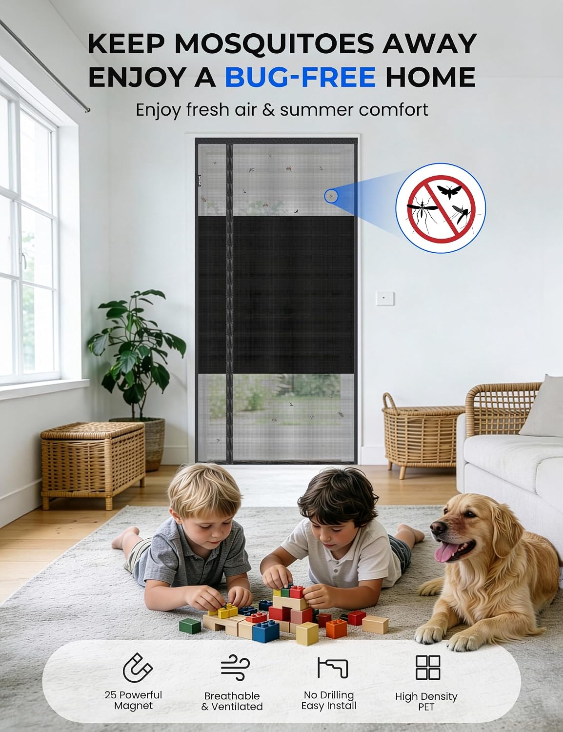 Detalle 2 de URBZUE Magnetic Fly Screen Door 90x210cm – Opens Both Ways