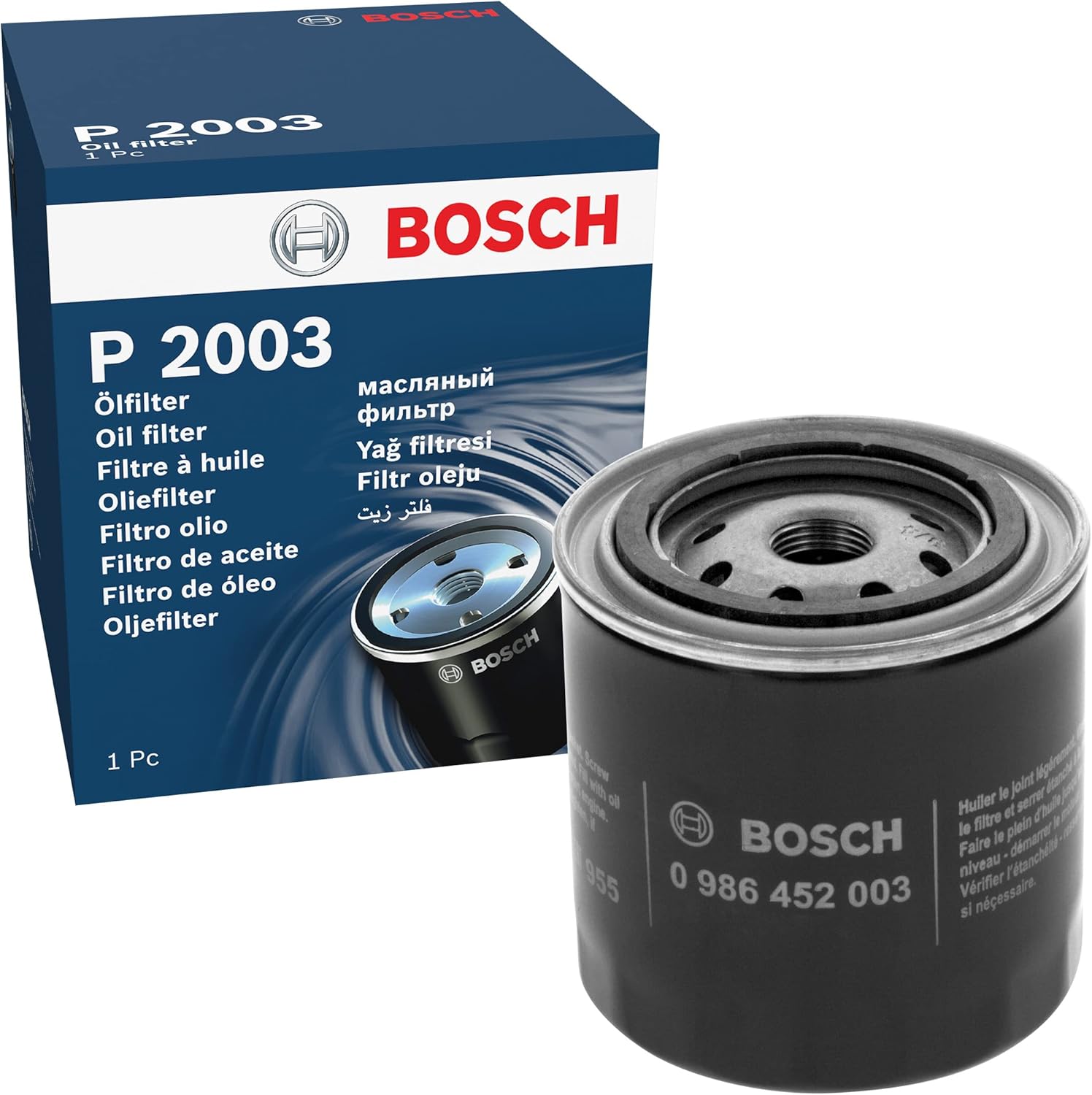Detalle de Bosch P2003 – Filtre à huile auto, fiable et simple à installer