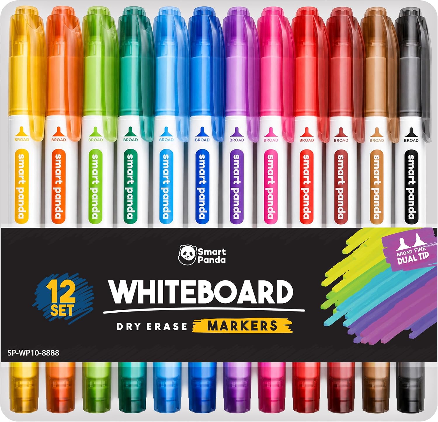 Detalle de Smart Panda 12 Whiteboard Pens Dual Tip
