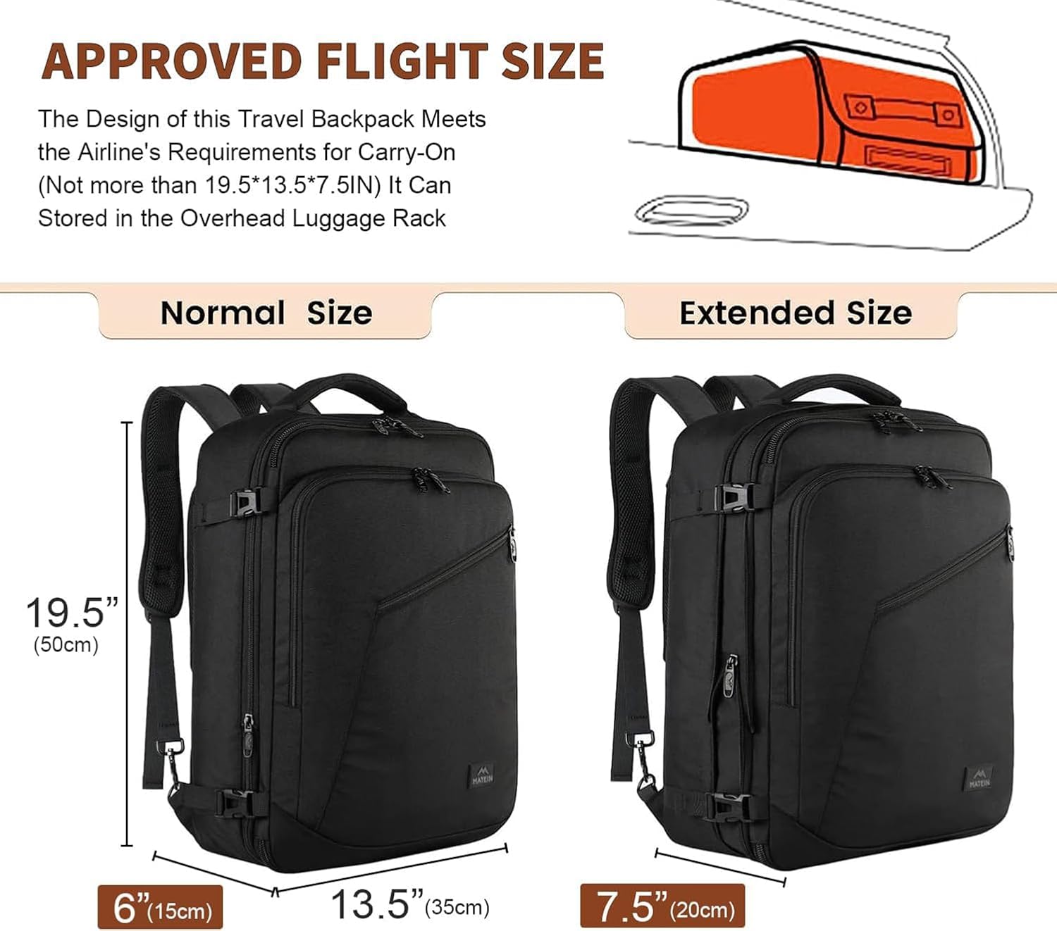 Detalle de MATEIN Ryanair Handbag – kabinryggsäck, 24–30 l, blå