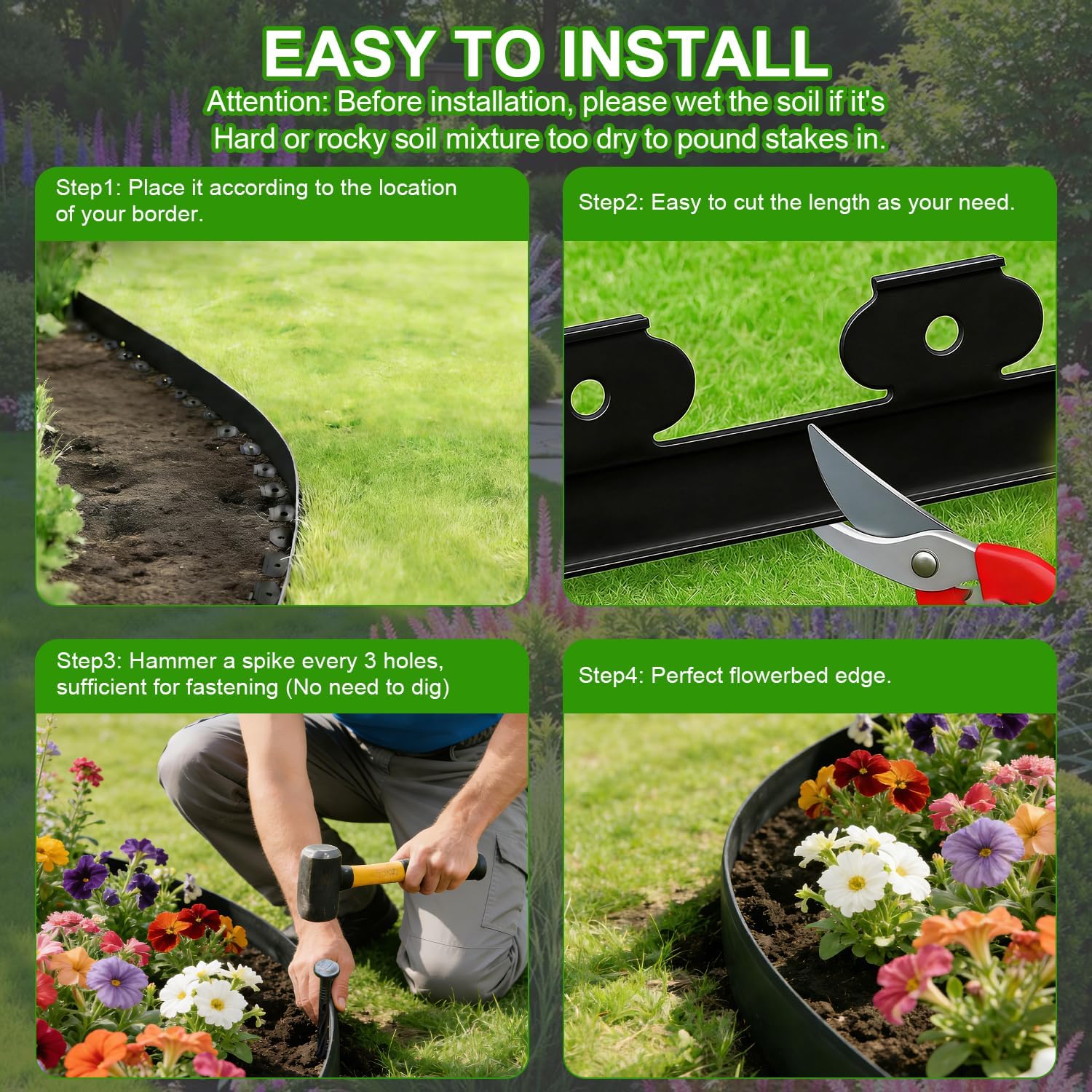 Thumbnail 3 de Lawn Edging, Aslhuioo 32FT/10M Garden Edging Border with 30 Pegs