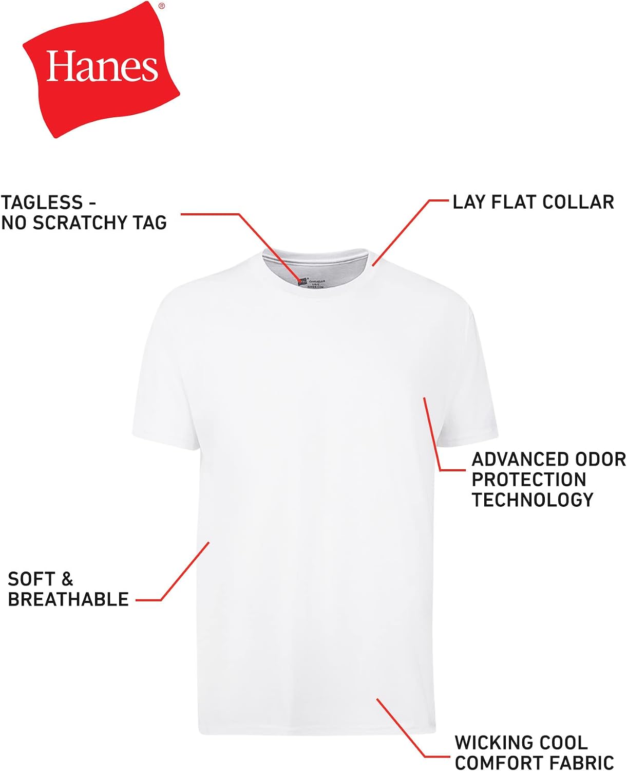 Detalle 2 de Hanes Men's Undershirt Packs: Stay-Tucked Soft Cotton, Classic Fit