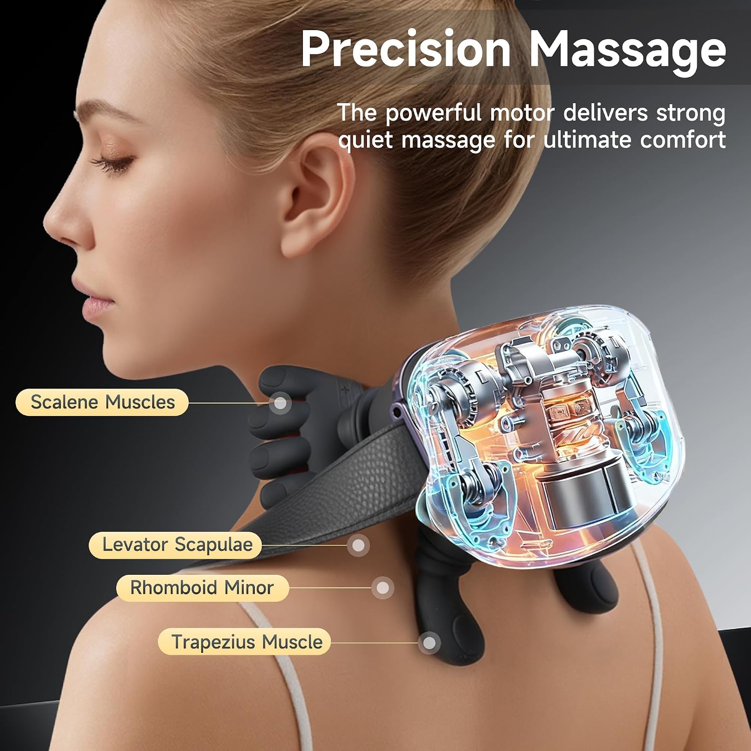 Detalle 2 de Yorraka 4D Nackenmassagegerät mit Wärme – kabellos für Nacken & Schultern, 3 Massagemodi, 2 Wärmestufen