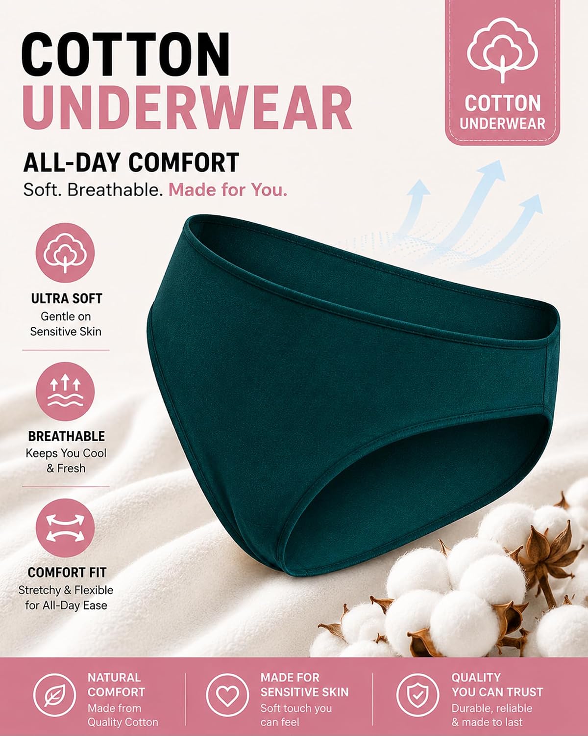 Thumbnail 6 de FINETOO Women's Cotton Bikini Underwear